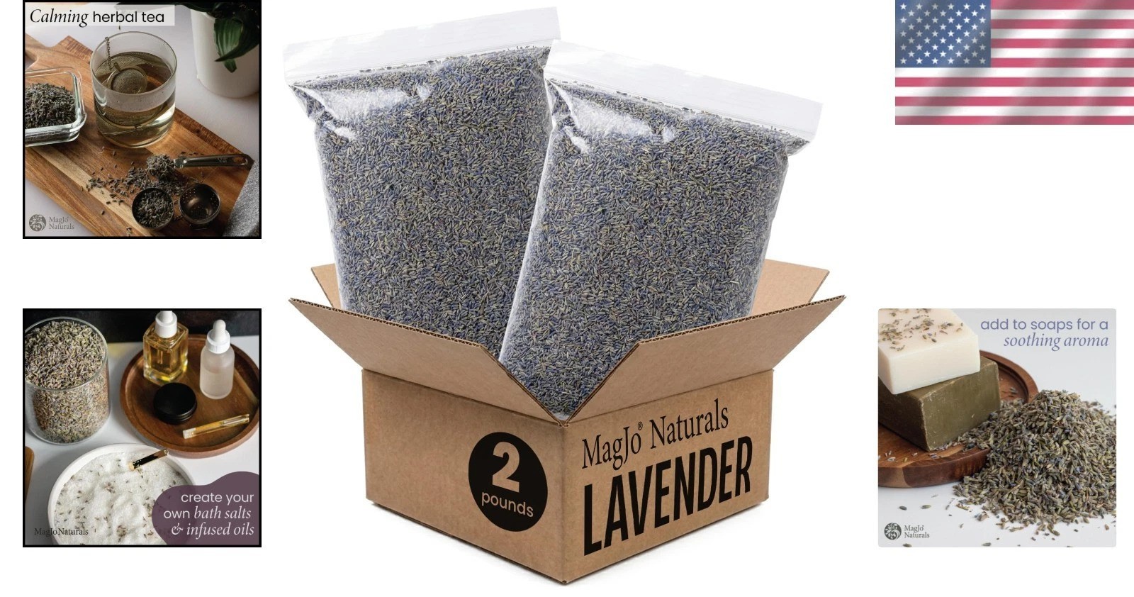 100% Raw European Lavender Flowers – 2lb Resealable Bag for Crafts & Relaxation