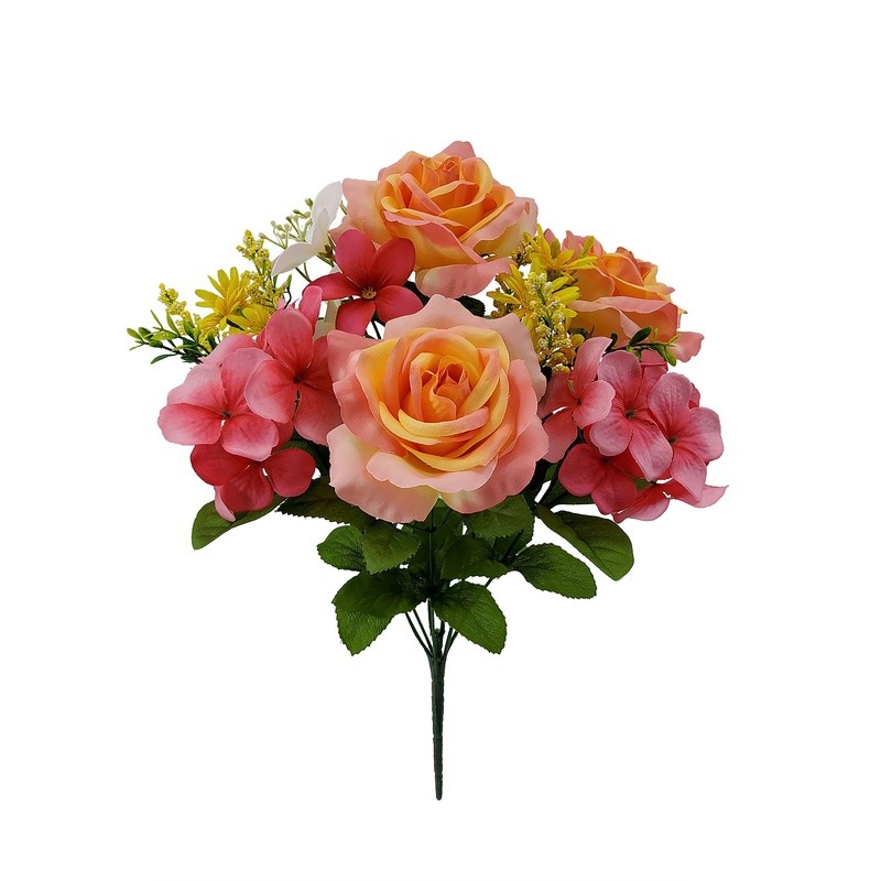 16 Inch Artificial Flower Bush Rose Hydrangea Indoor Decoration Events Home New