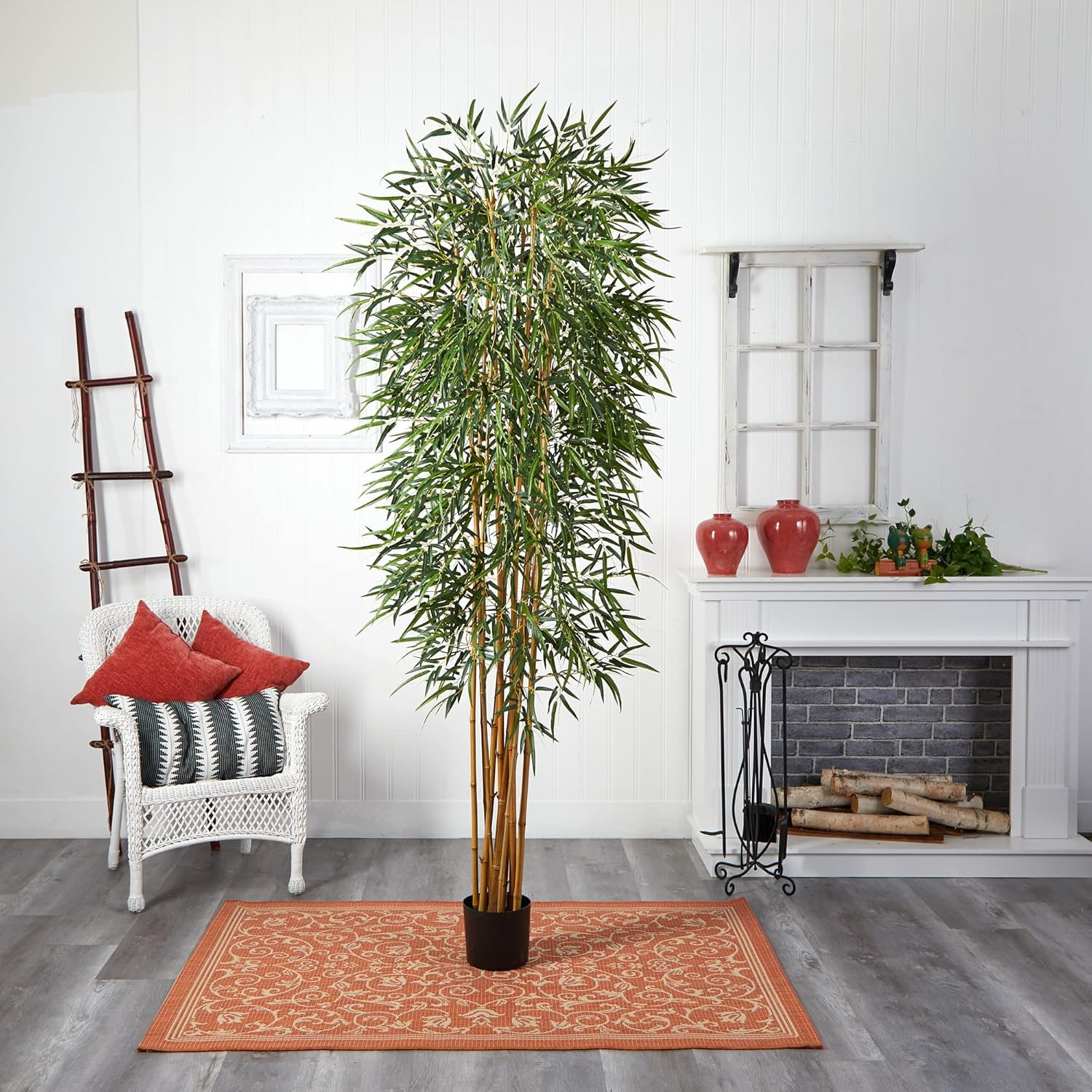 8Ft. Elegant Bamboo Silk Tree – Lifelike Indoor Decor for Any Space