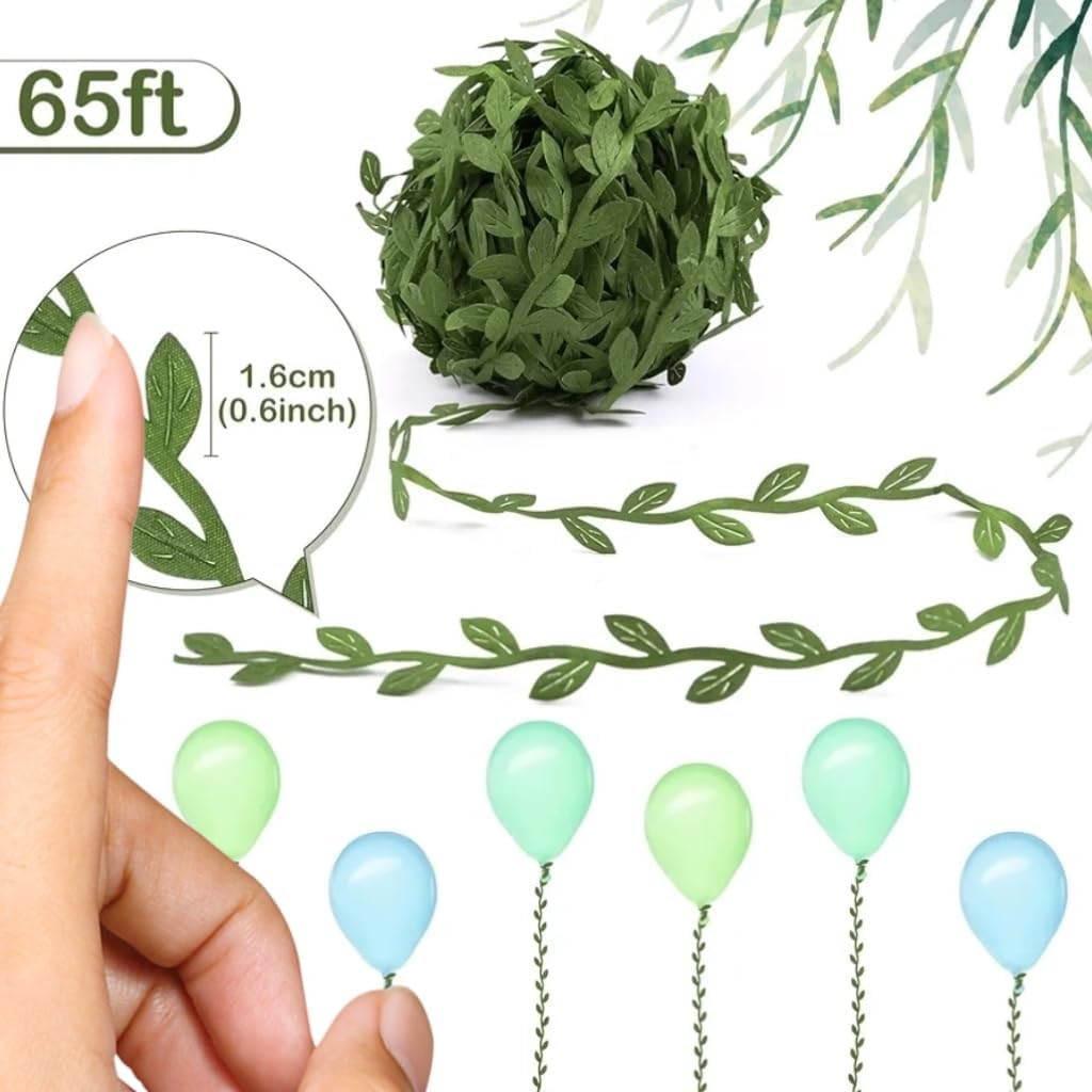 65 Ft Vine Ribbon, Floral Decorations Green Leaf Ribbon Decorative Fake Hanging