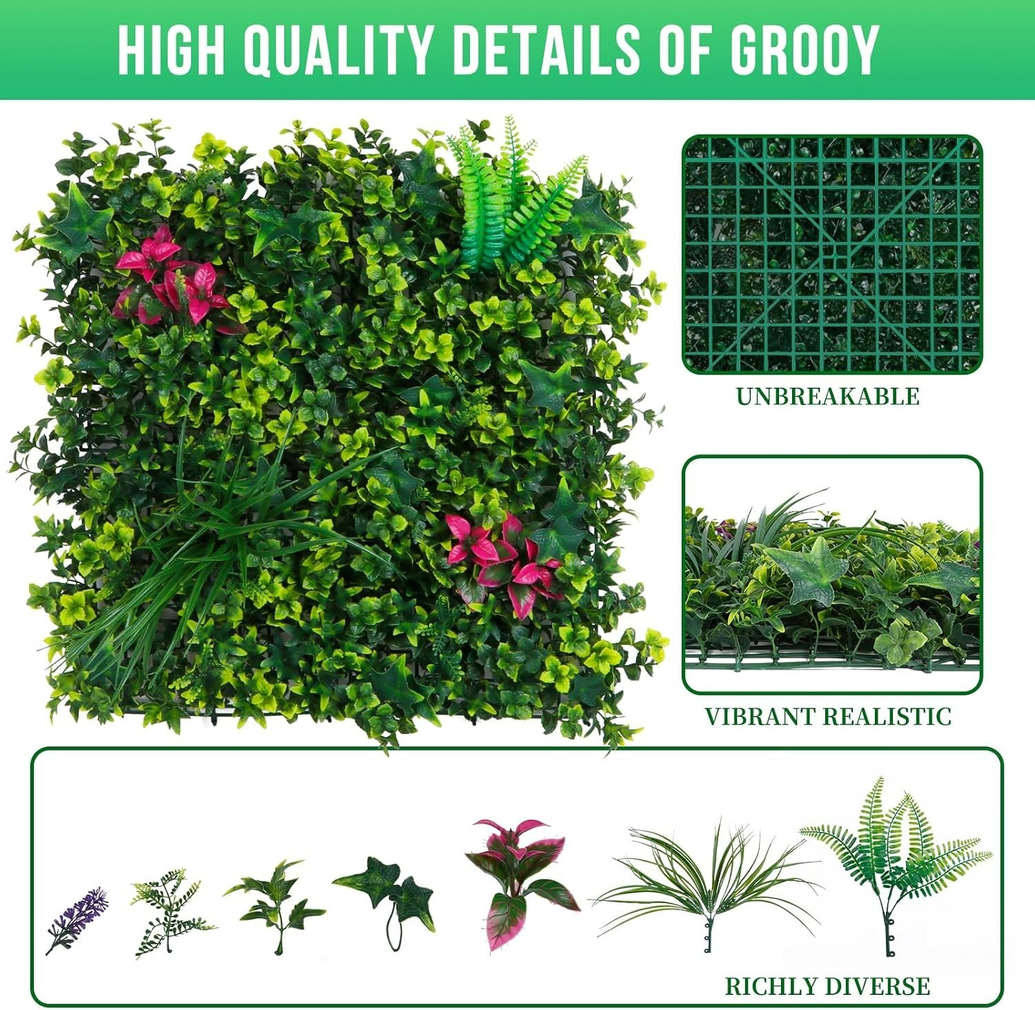Versatile 12-Piece Artificial Grass Wall Panels, 20″x20″ for Indoors & Outdoors