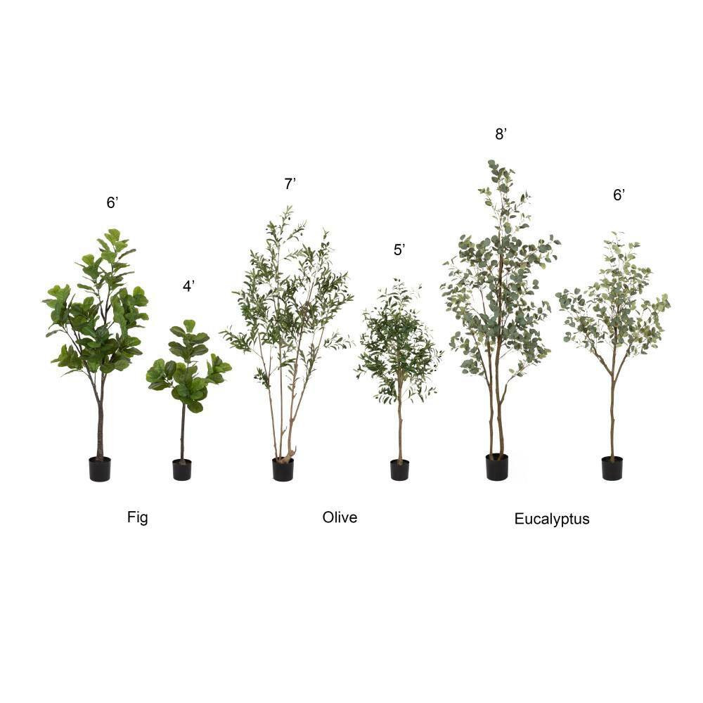 6 Ft. Artificial Eucalyptus Tree in White Ceramic Pot