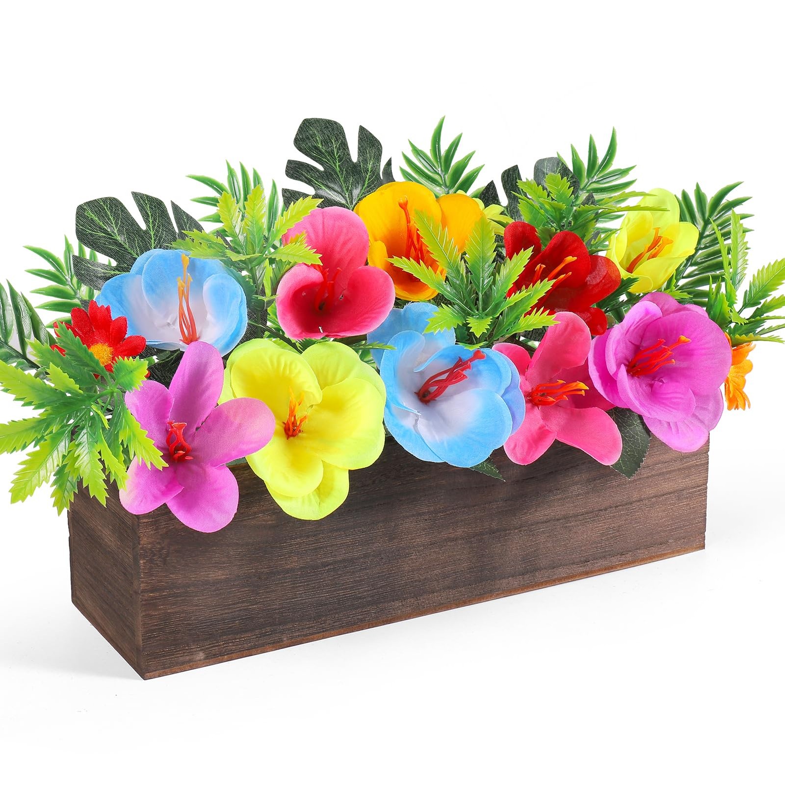 Hawaiian Table Centerpieces Artificial Hibiscus Flowers Arrangements Wooden C…