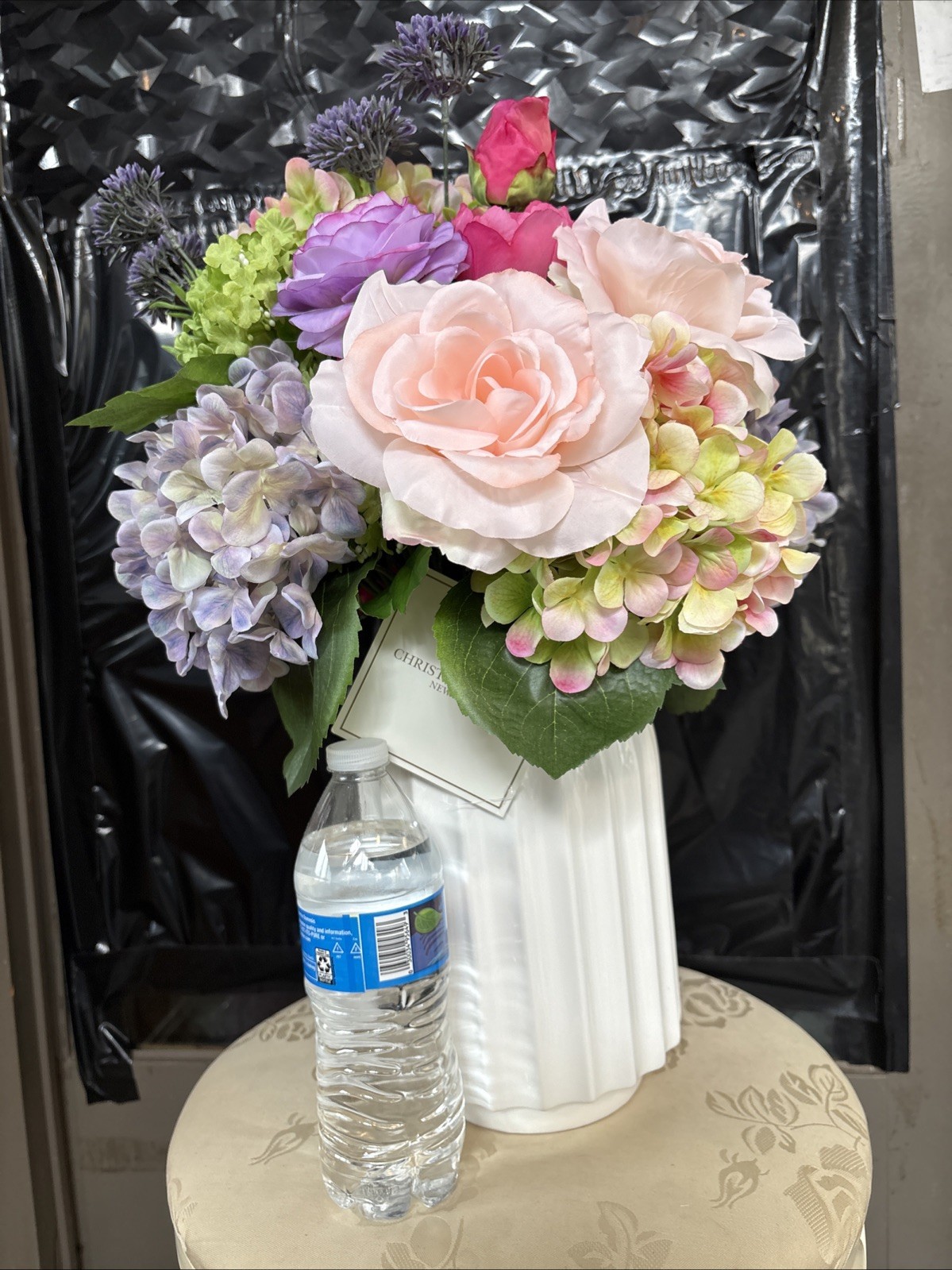 24” Large Real Touch Floral Arrangement Ivory Ceramic Vase Multicolored Viral