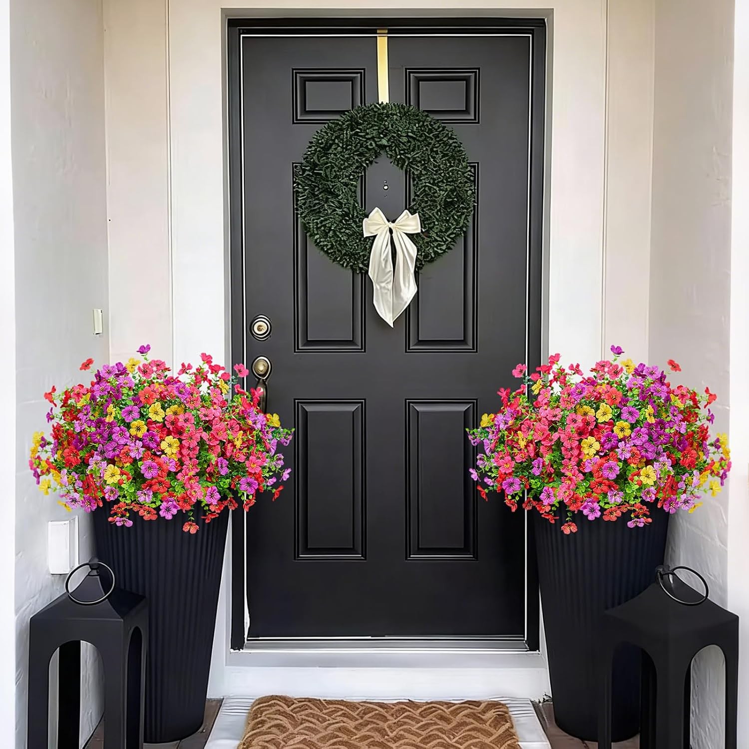 12 Bunches Artificial Silk Daisy, UV Resistant Faux Flowers Outdoor Decor