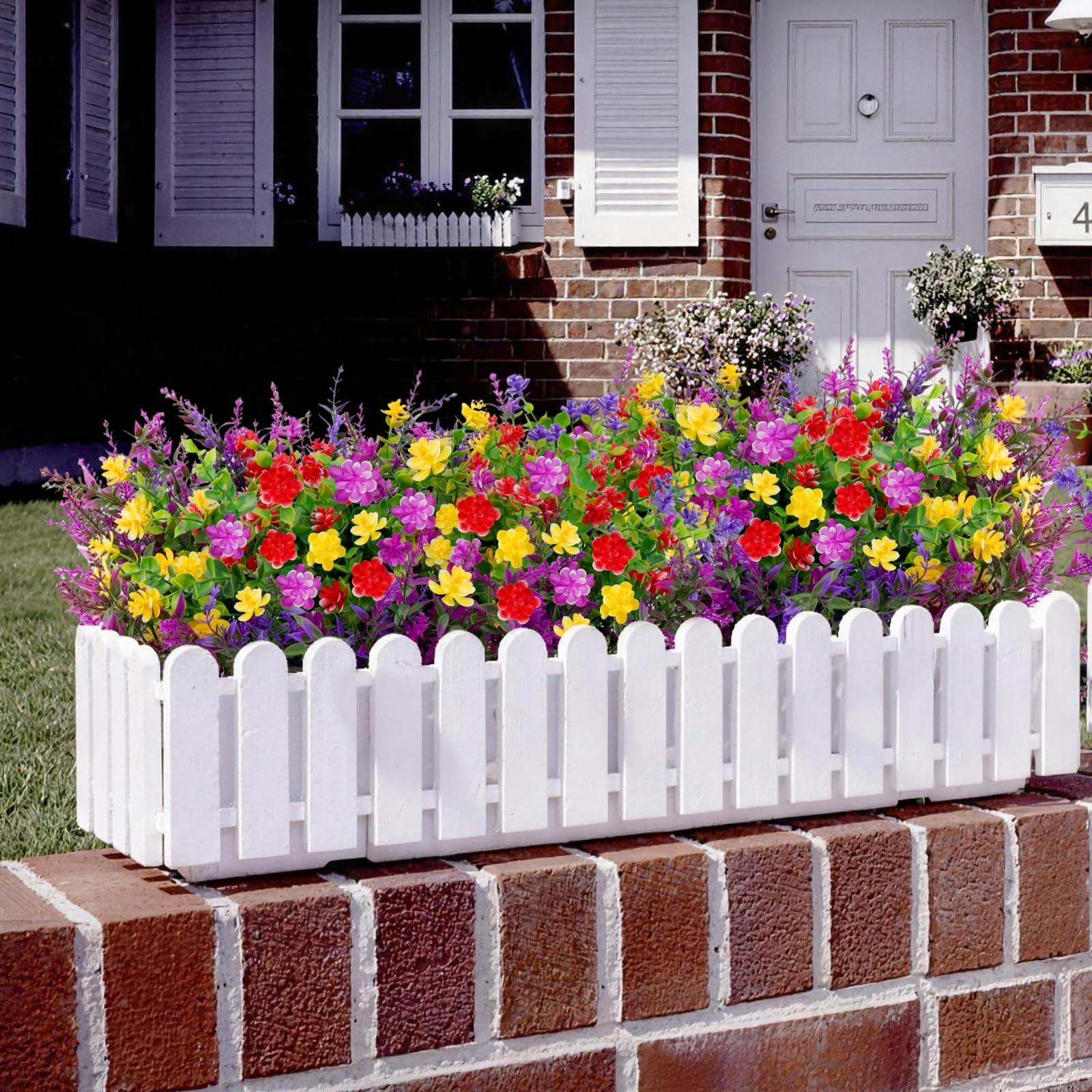 Best 24 Bundles UV Resistant Artificial Outdoor Flowers, Fake Flowers Bulk for