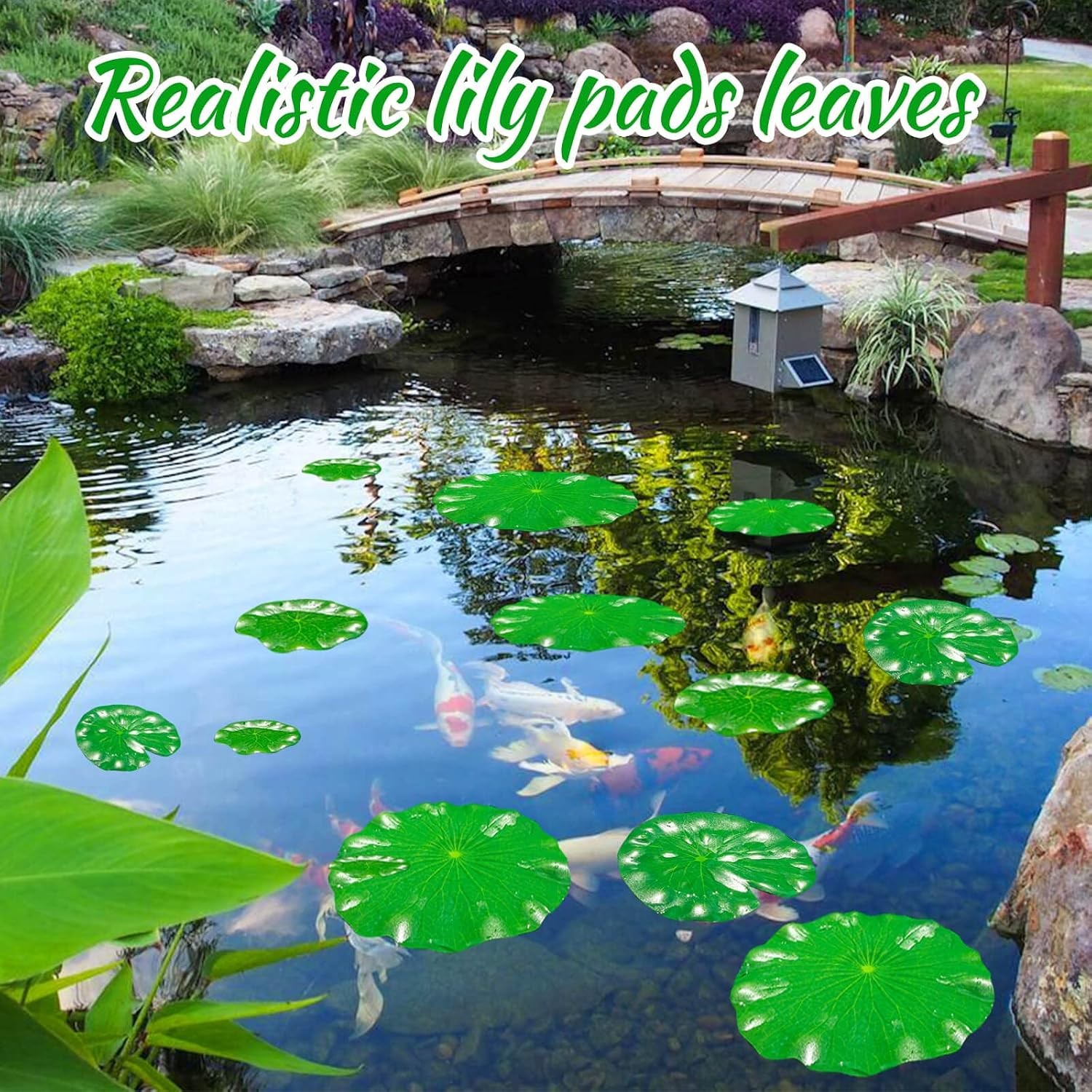 20 Pcs Artificial Lily Pads for Ponds, Realistic Floating Lily Pads Leaves, Lotu