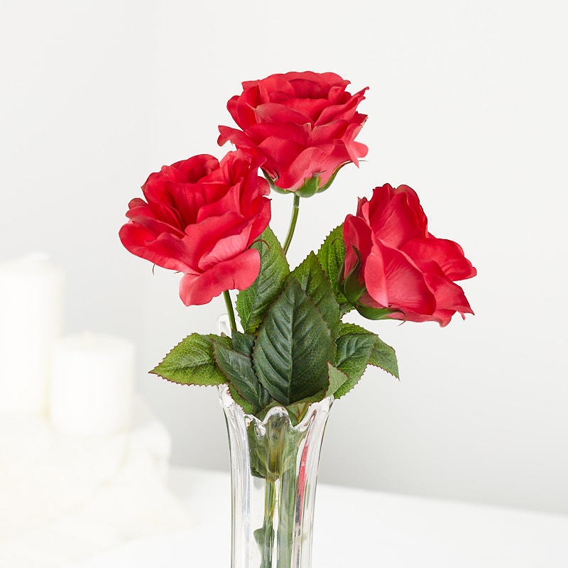 Romantic Red Silk Classic Open Rose Bundle for Crafting, Creating, and Gift