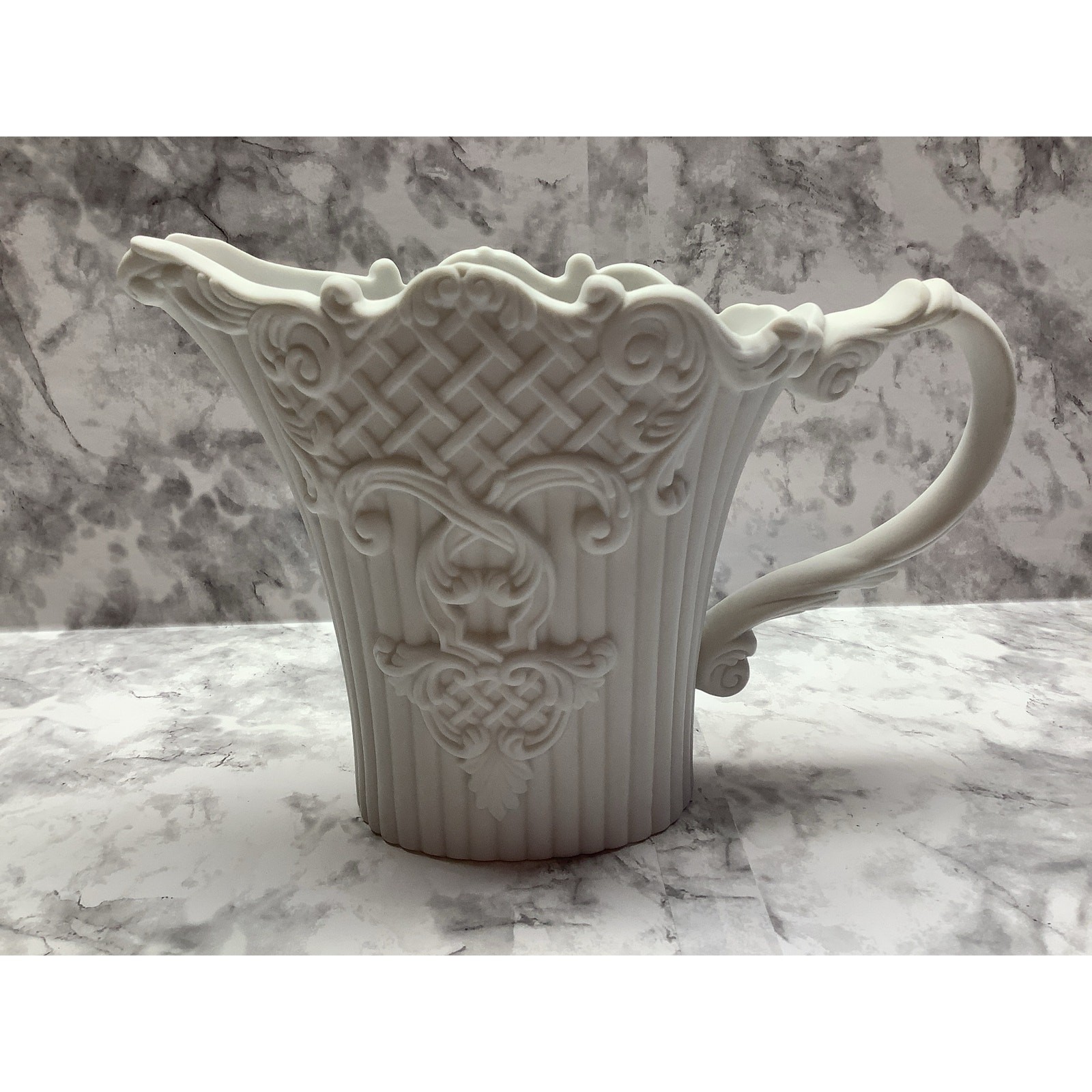 Vintage LBK Pitcher Vase – Ceramic Milky White, Matte Finish – European Style