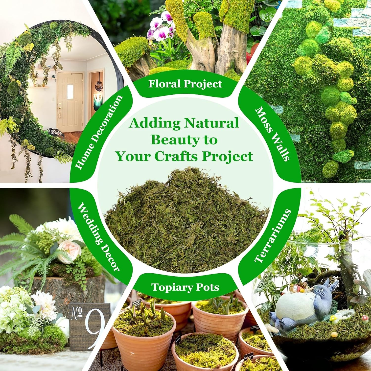 7OZ Natural Moss Artificial Fake Moss Alternative for Plants Indoor | Premium