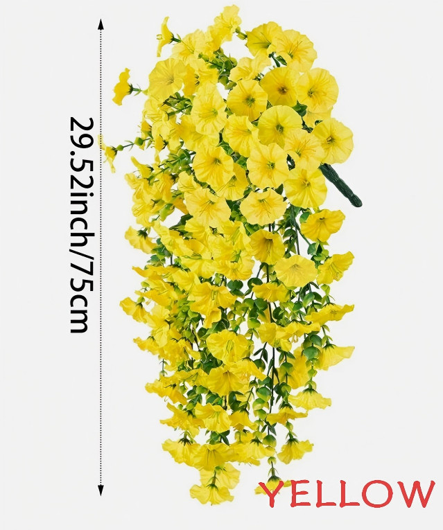VALUE! 2PCS Artificial Morning Glory Vines UV Resistant Hanging Flowers Outdoor