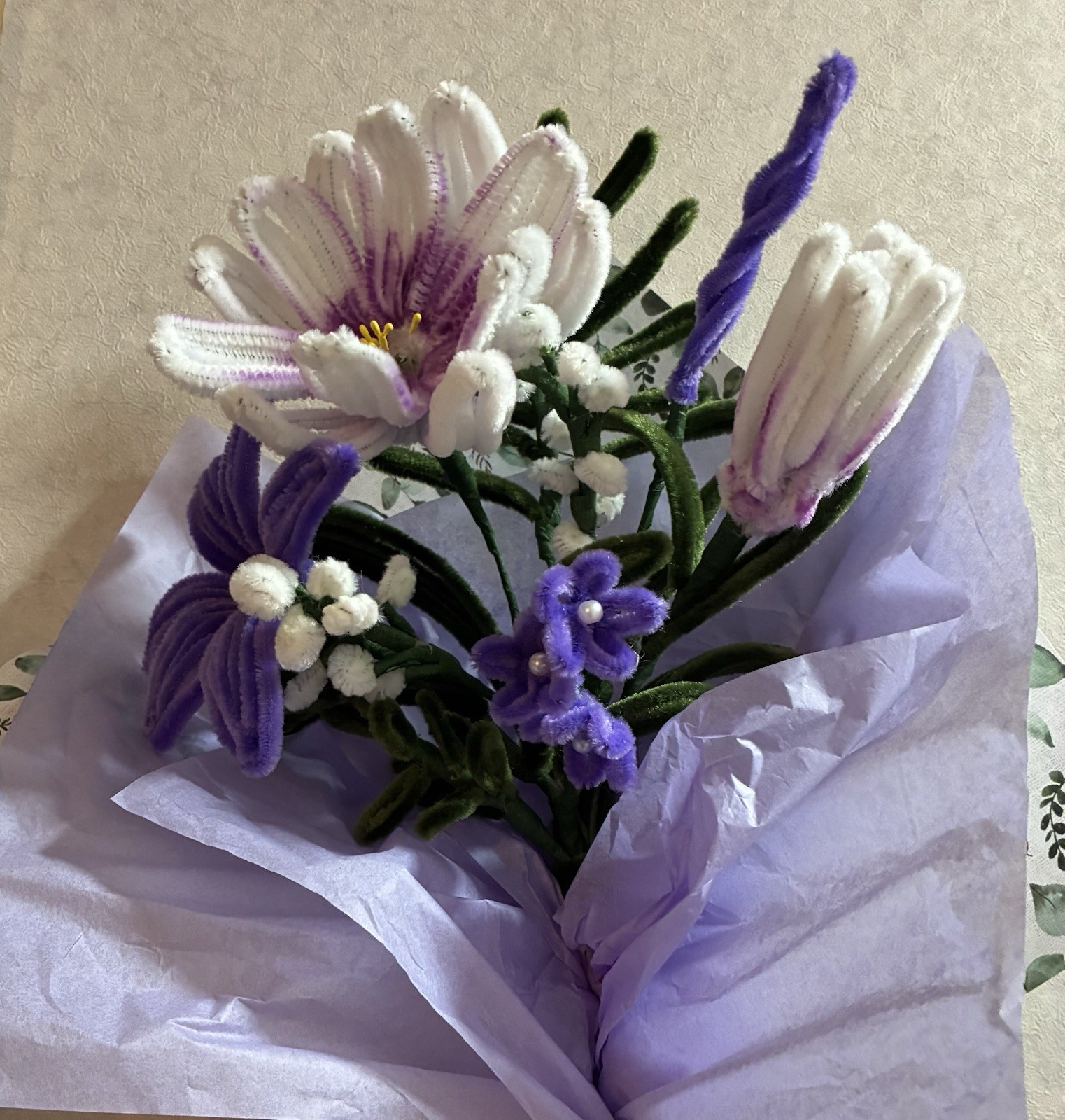 Handmade Pipe Cleaner Flower Bouquet Birthday Anniversary Just Because Gift