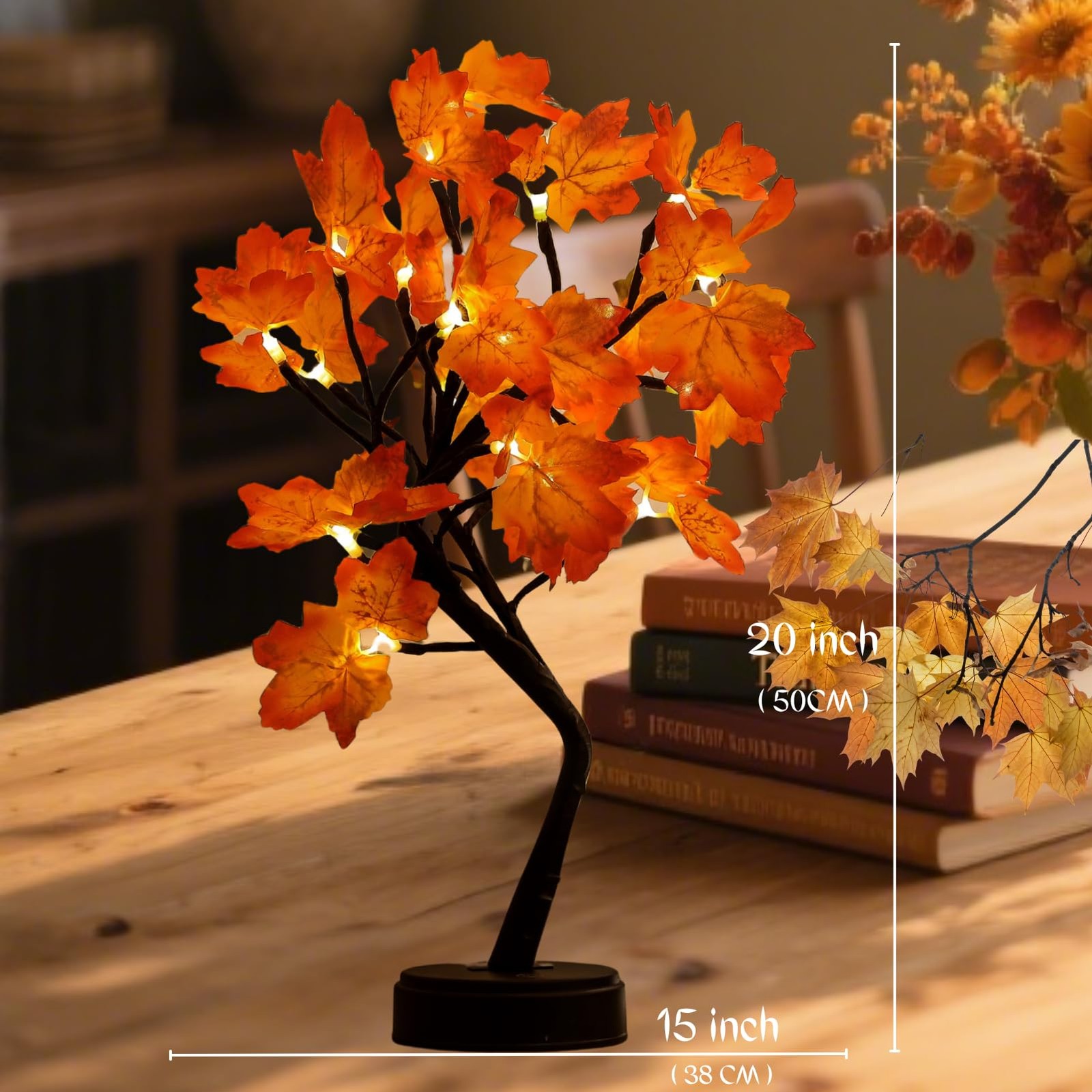 Artificial Fall Lighted Maple Tree 24 LED Thanksgiving Decorations Battery/US…