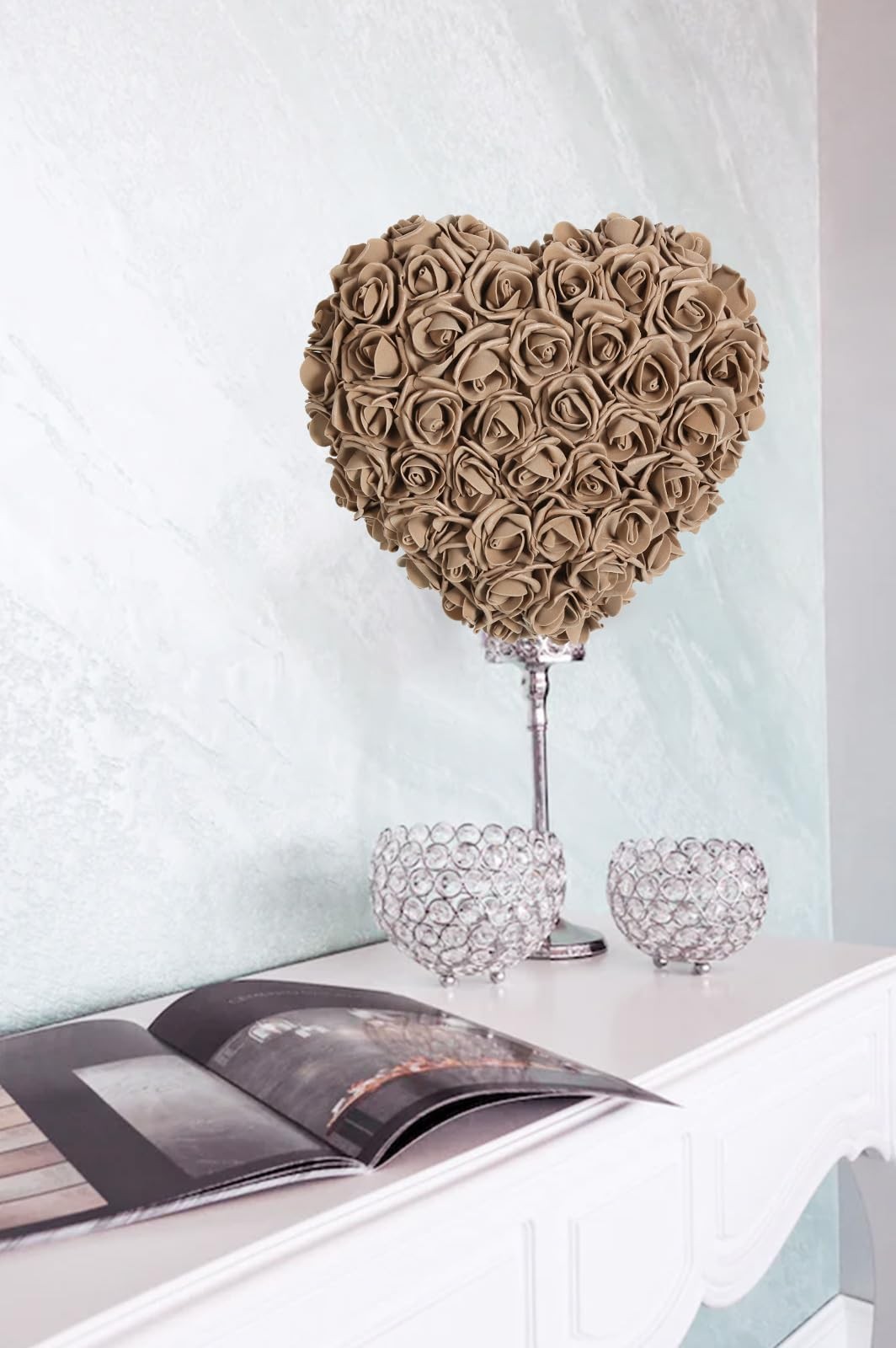 200 PCS Artificial Foam Roses 1.97 Inch Flower Heads DIY Wedding Light Brown
