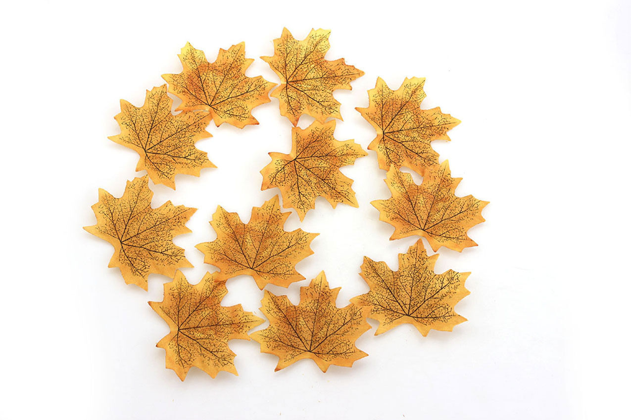100pcs 6 colors Fall Silk Leaves Wedding Favor Autumn Maple Leaf Decorations