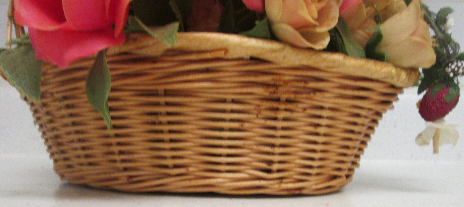 Artificial Planter Basket Faux Indoor House Plant Woven Basket with Handle