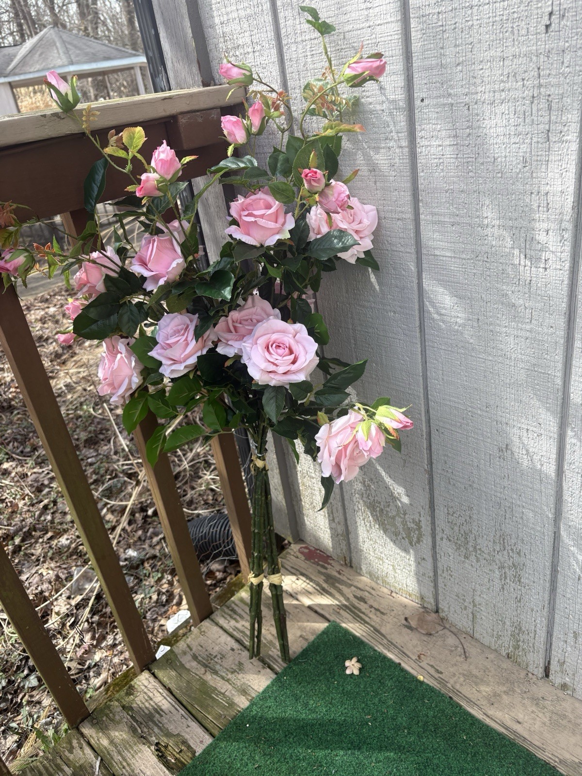 State Flower Pink Roses with Thorns 36″ Decorative Artificial Floral Bush large