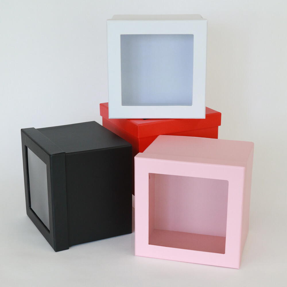 Premium Quality Square Surprise Flower Box , 7.3″x 7.3″x 6.1″, Various Colors