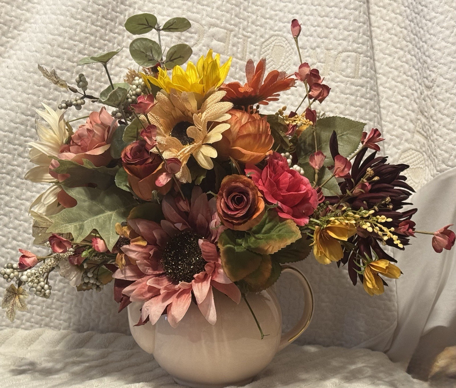 Artificial Multicolor Sunflower Rose & Daisy Silk Flower Arrangement Centerpiece