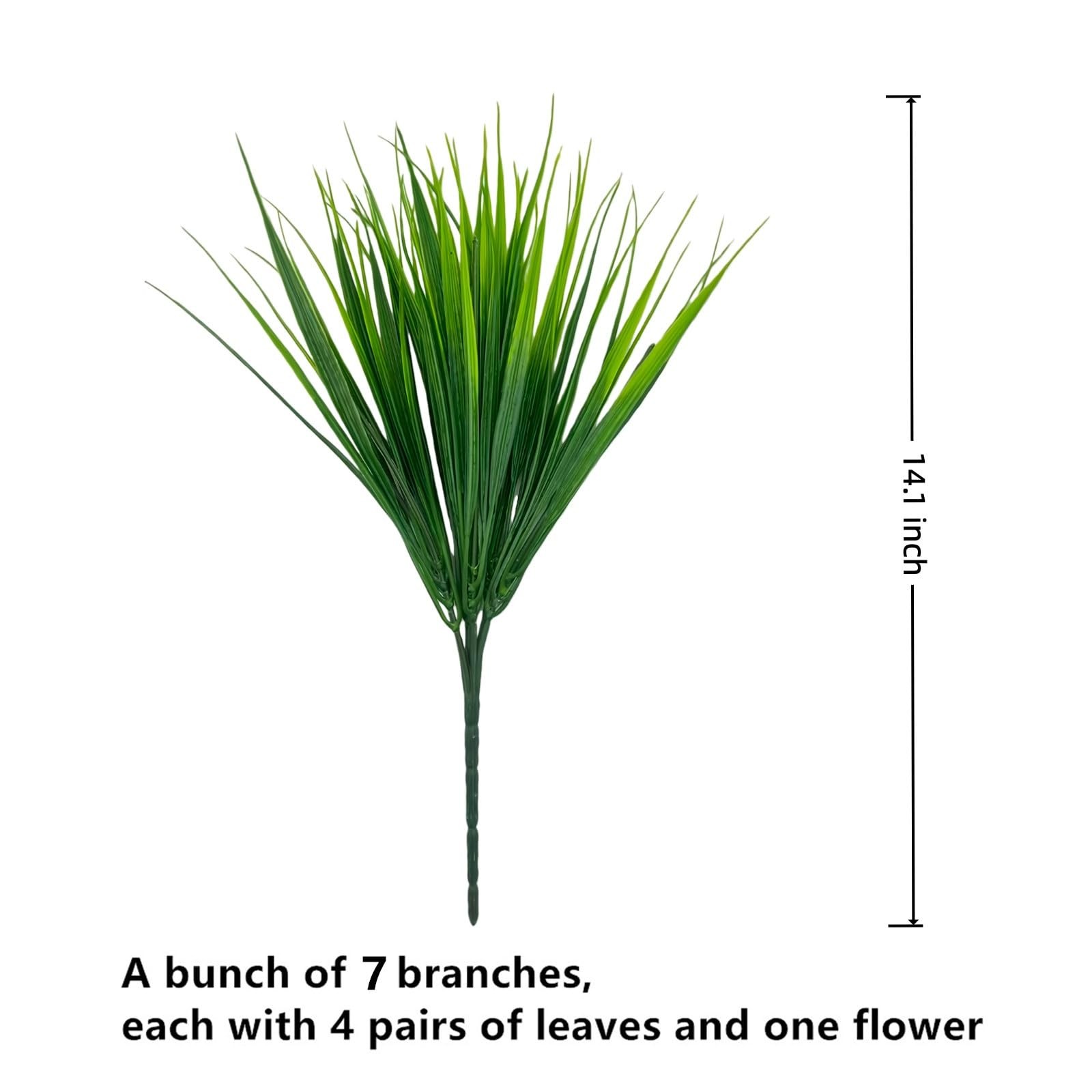12 Bundles Artificial Grass Fake Plants，Outdoor Fake Grass for Pot UV Resista…