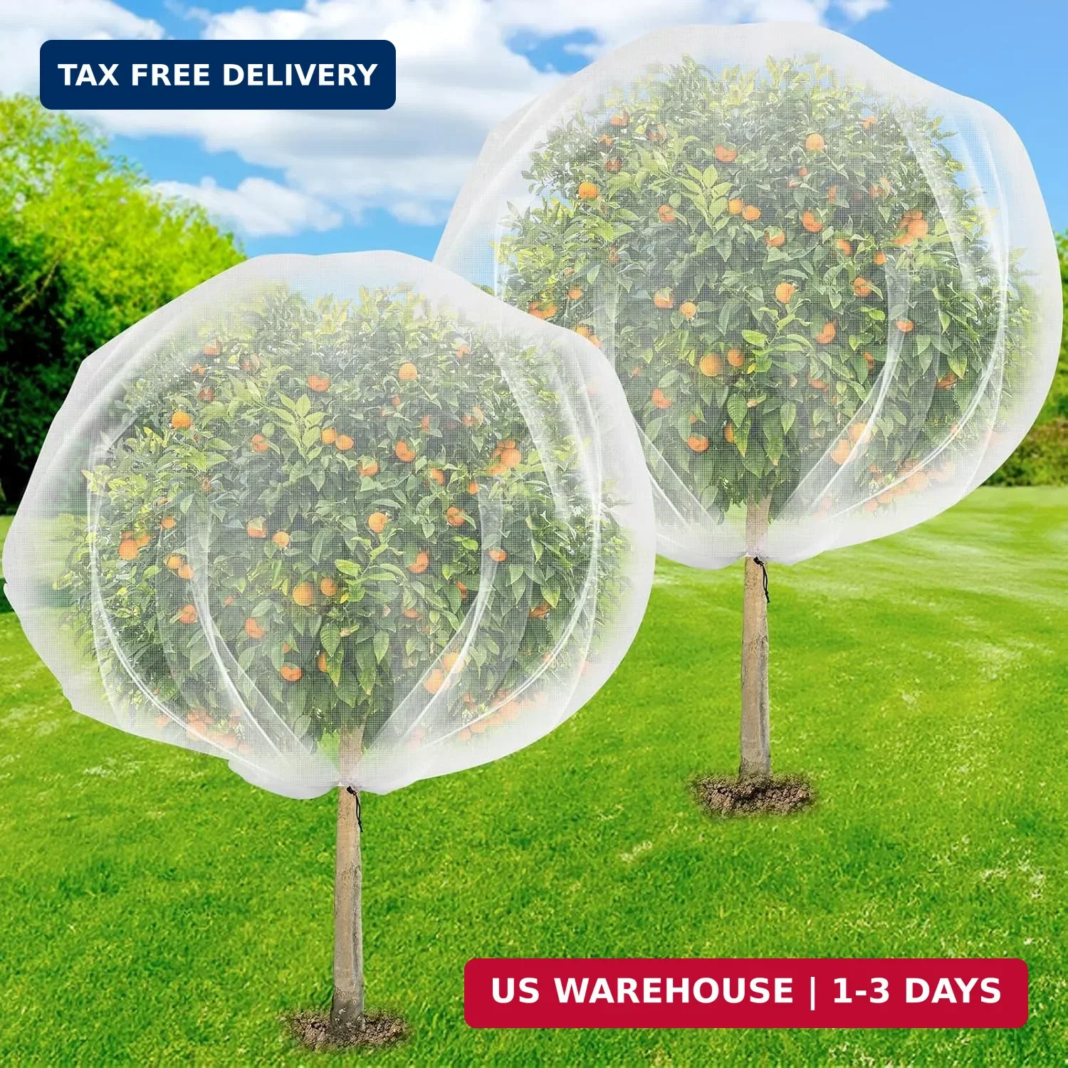 2PCS Fruit Tree Netting with Drawstring, 7 x 6ft Ultra-Fine Mesh Garden Insect &