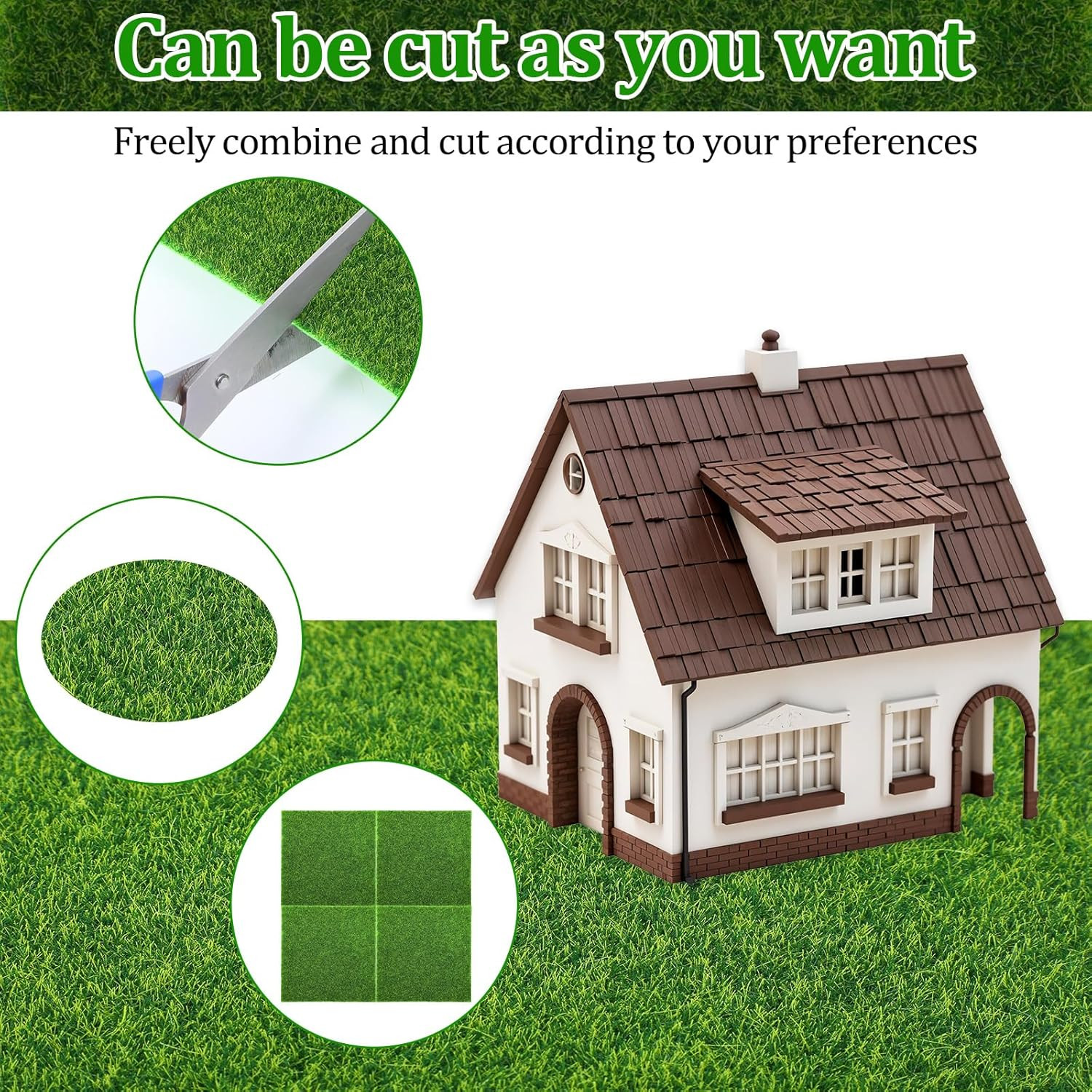 4 Pcs Fake Grass Decor for Crafts, 6 X 6 Inch Fairy Artificial Moss, Miniature M