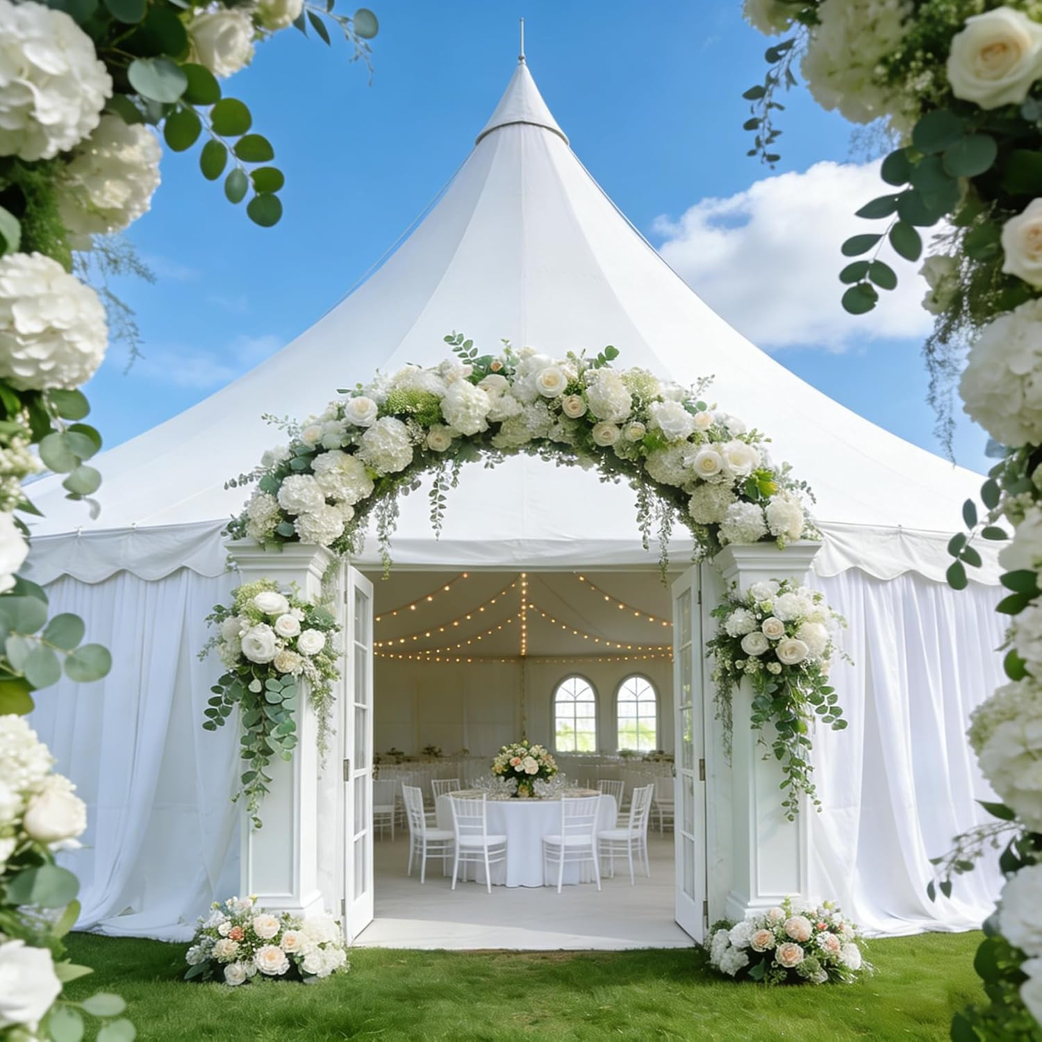 100PCS White Hydrangea Artificial Flowers for Wedding Home Decor Centerpieces
