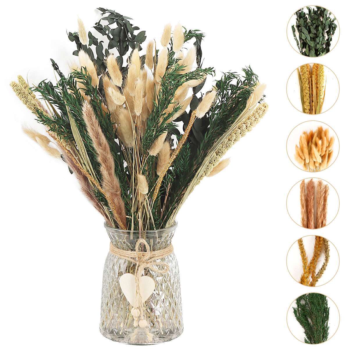 85 PCS Pampas Grass Natural Dried Reed Flower Bunch Bouquets Home Wedding Decor