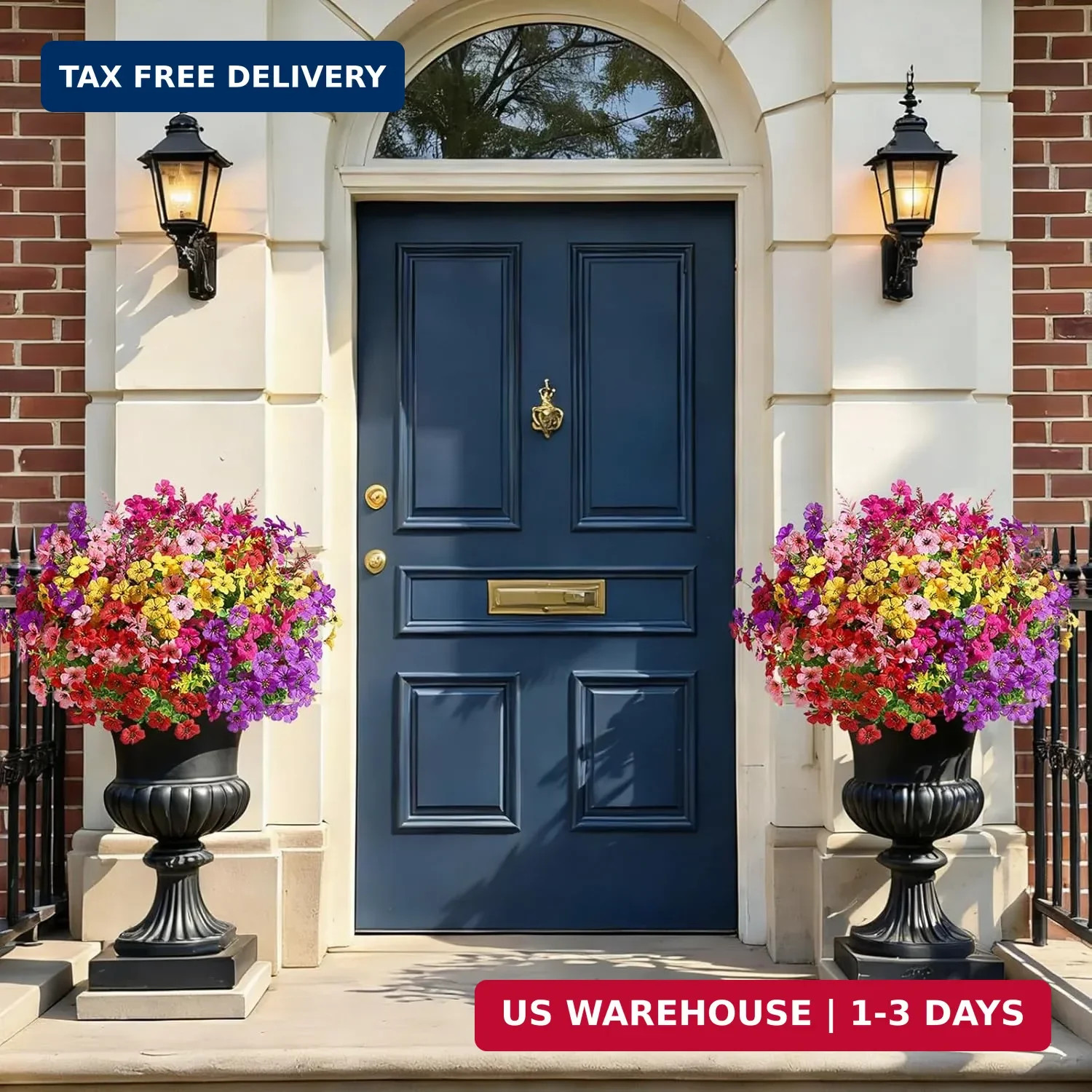 24 Bundles Artificial Flowers UV Resistant Faux Plants Outdoor Decor