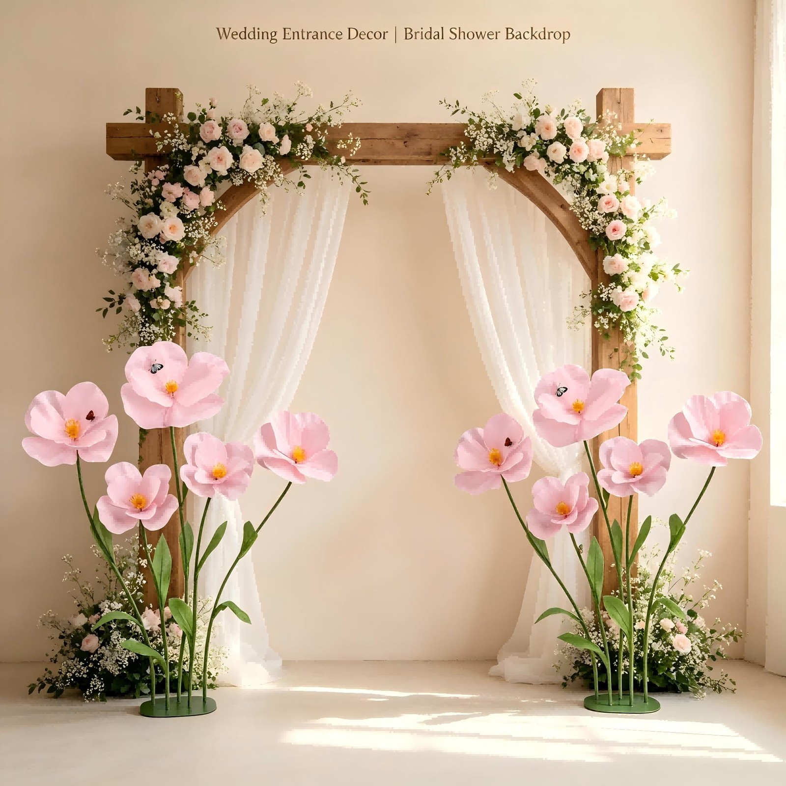 5 PCS Giant Flowers for Decoration with Stand 5.9 Ft Large Artificial Poppy