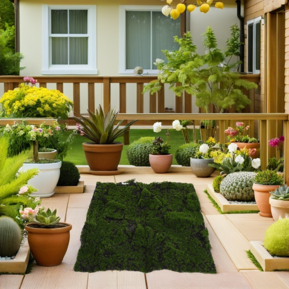 1 Pack Reusable Artificial Moss Carpet Green Faux Plant Filler for Decoration