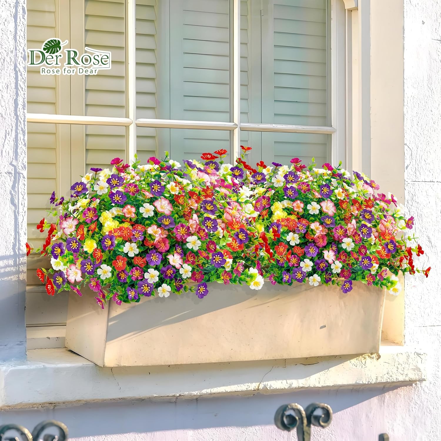 Der Rose 24 Bundles Fake Flowers Artificial Flowers Bulk Daisy for Outdoor Sprin