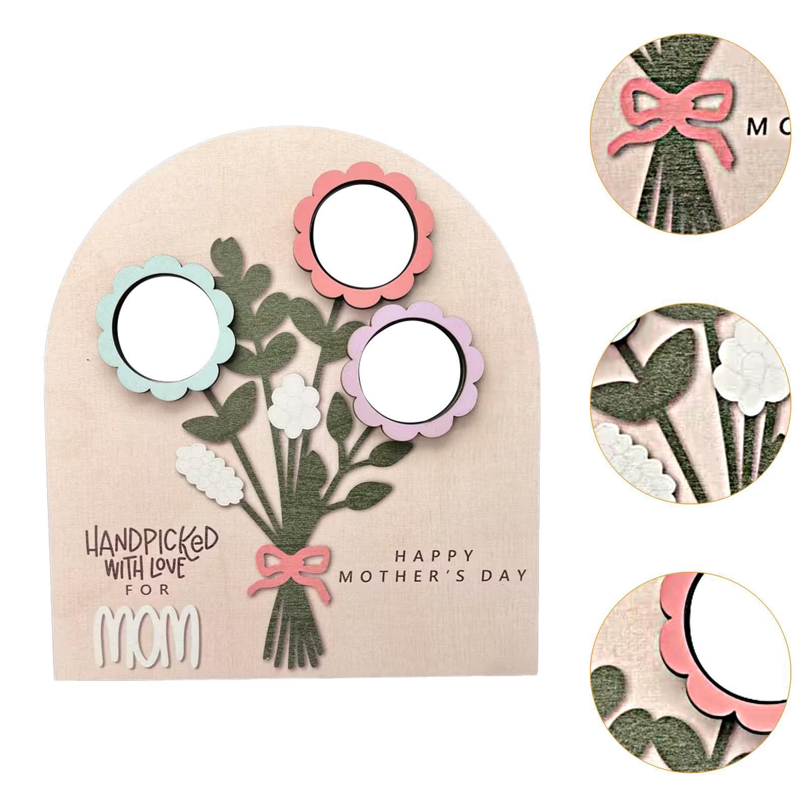 Wooden Flower Bouquet Craft Sign Desk Ornament Decorative Rustic Gift Creative