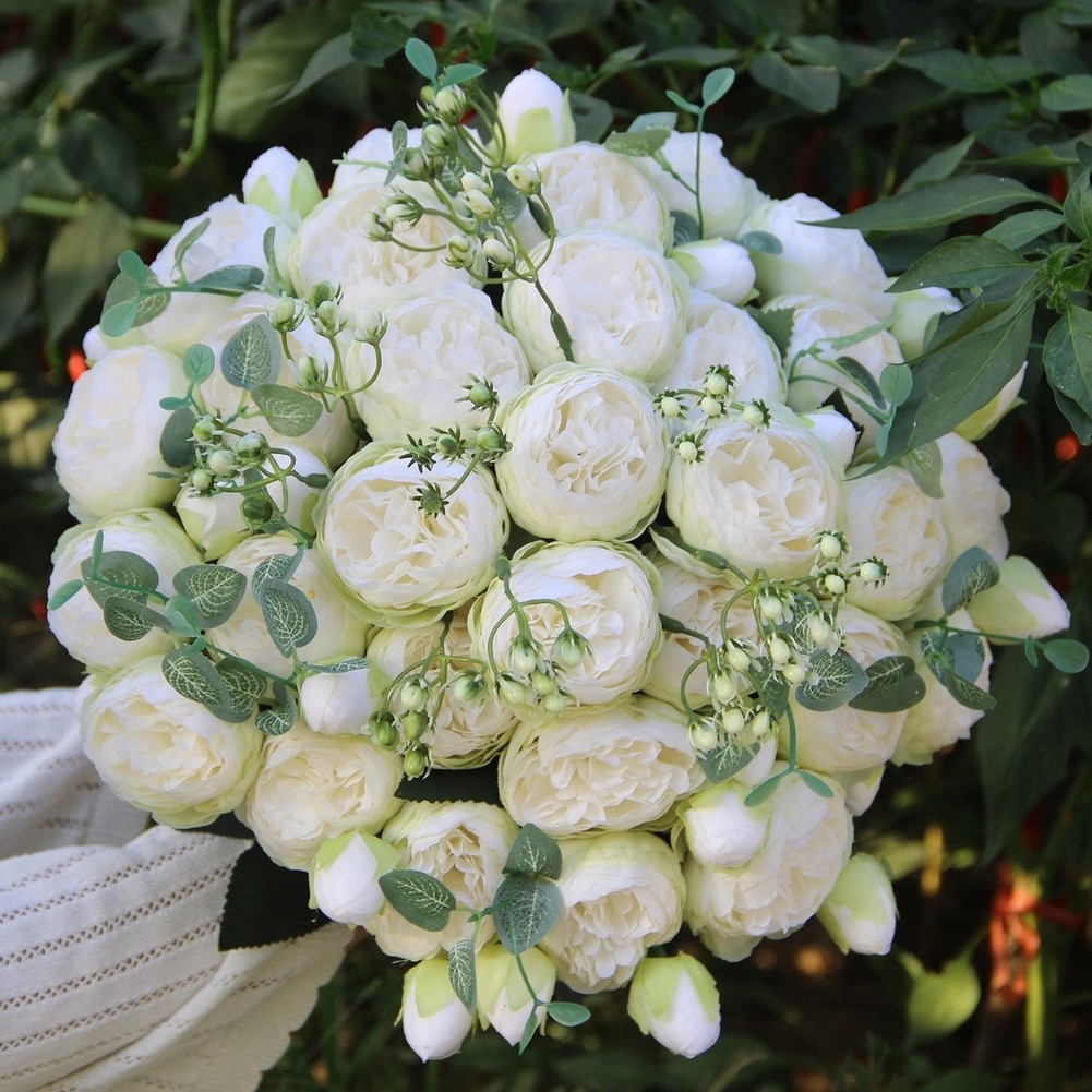 5 Head Peony Rose Bouquet Artificial Flowers for Weddings and Home Decor