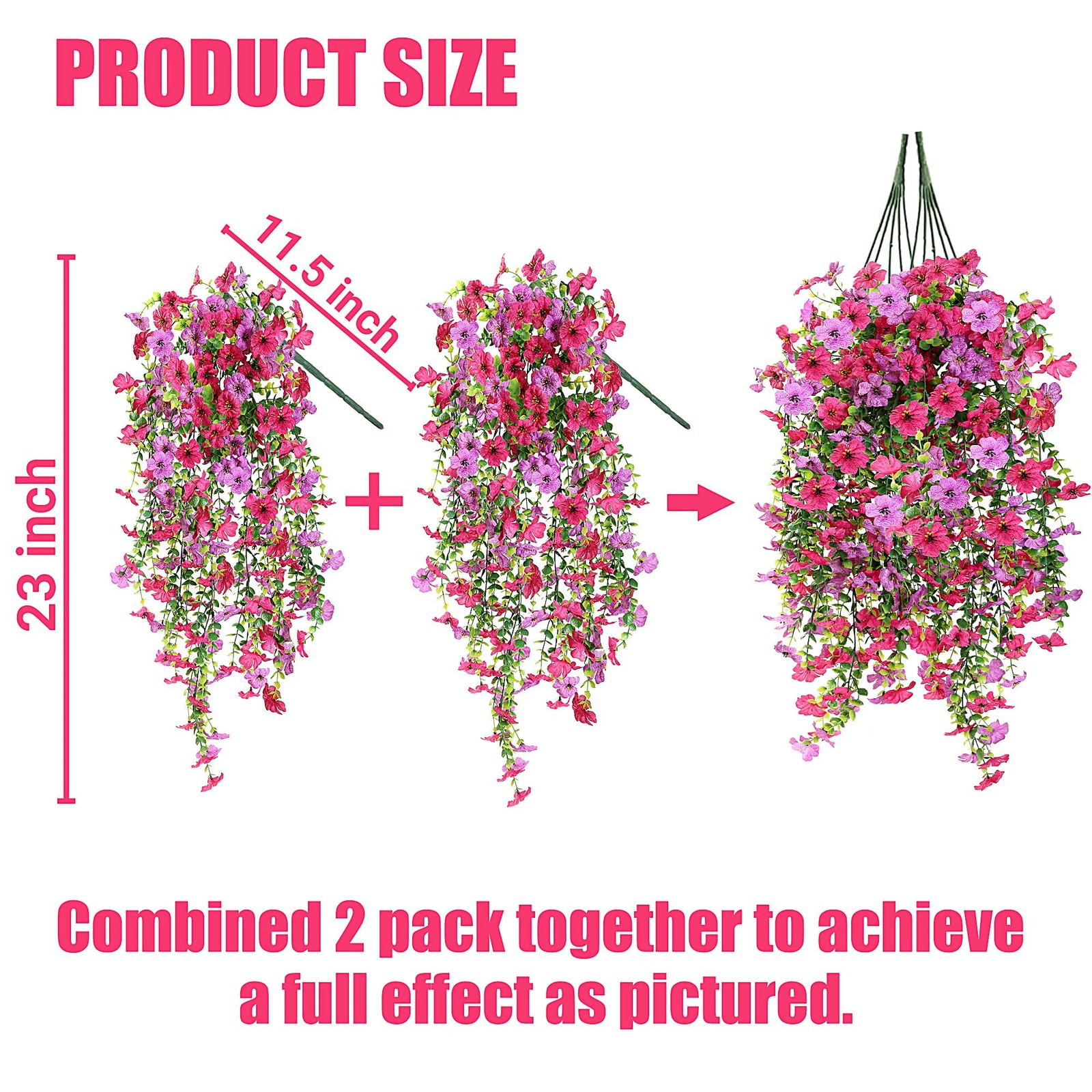 Artificial Fake Hanging Flowers Plants for Outdoor Outside Spring Summer Decorat