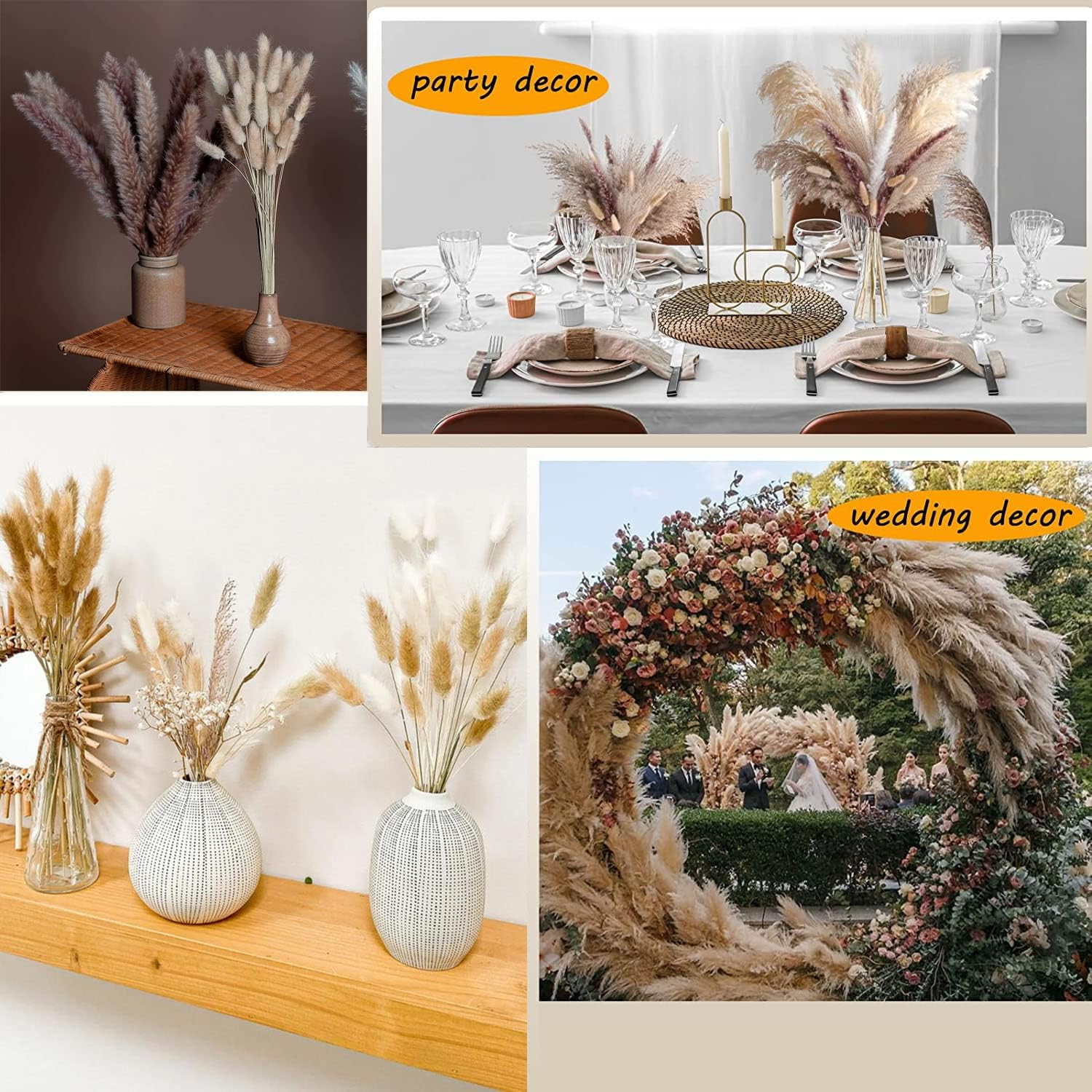 Dried Pampas Grass Decor 110 PCS Dried Plants,Dried Flowers Natural Pompas Fl…