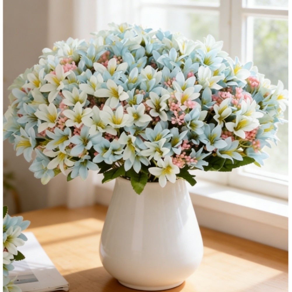 Artificial for lily Bouquet Silk Cloth 18 Stems for Modern Minimalist Decor 32cm