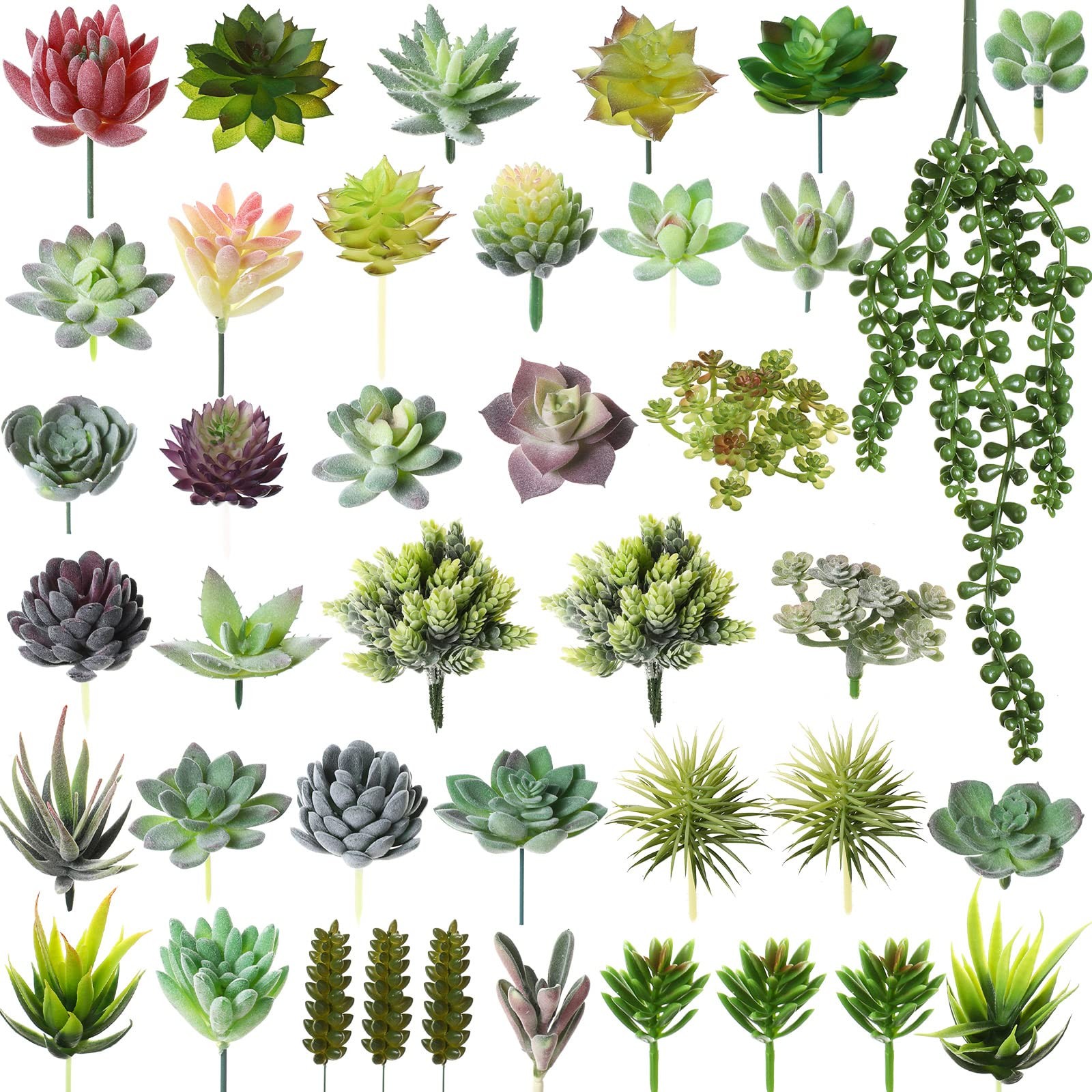 40 Pieces Artificial Succulent Plants Faux Realistic Unpotted Mini Succulents Fo