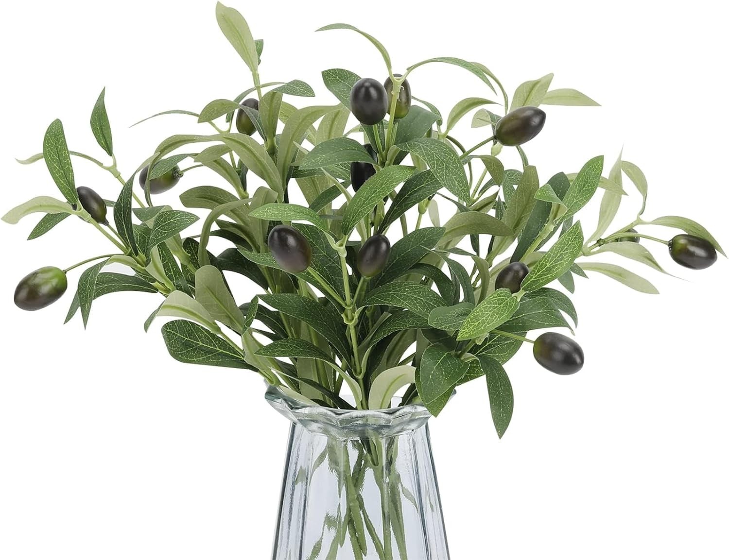 10pcs Faux Olive Leaves Stems 10” Tall Artificial Plants Olive Tree Branches for