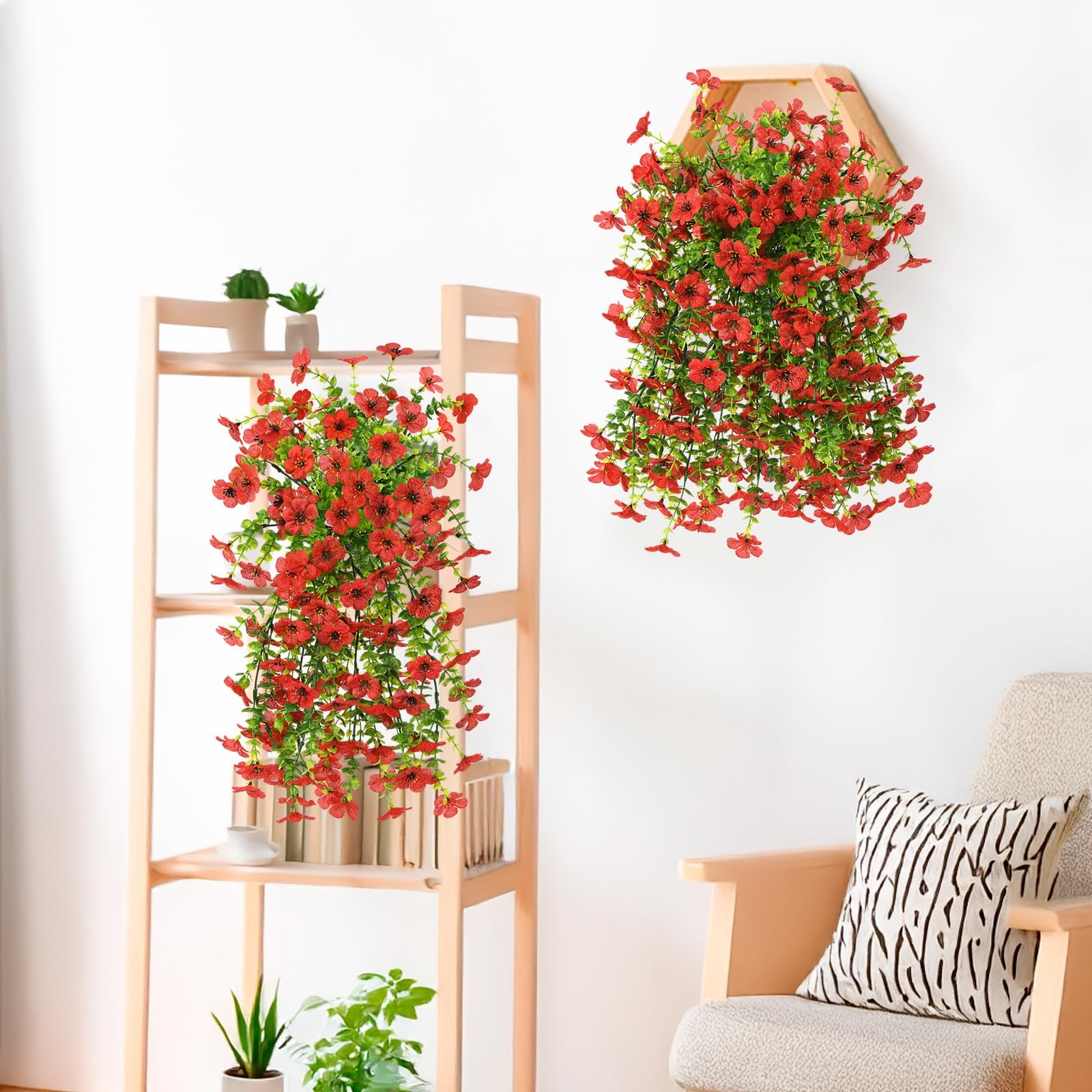 2Pcs Artificial Fake Hanging Flowers for Outdoors UV Resistant Artificial Pla…