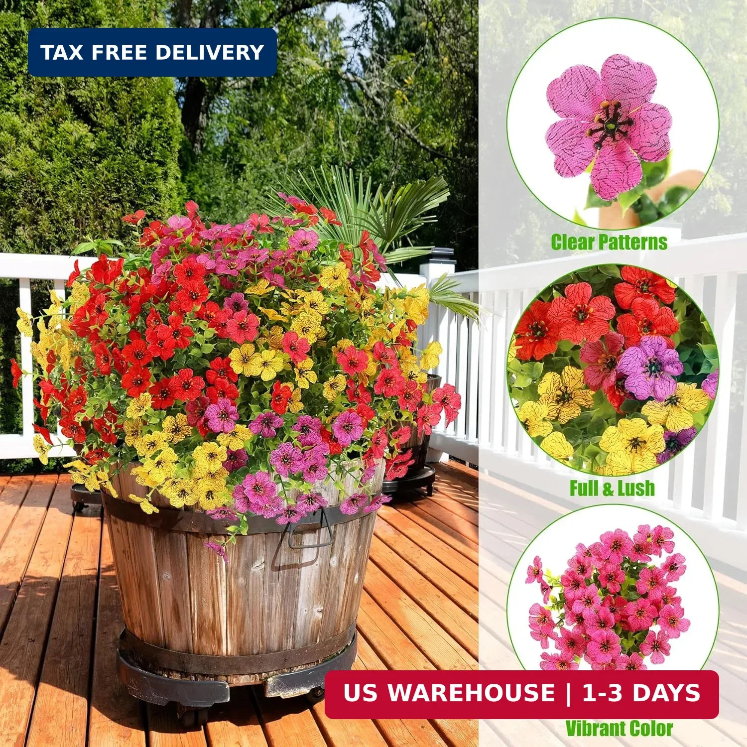 Sggvecsy Artificial Flowers for Outdoors 12 Bundles Realistic Faux Plants UV Res