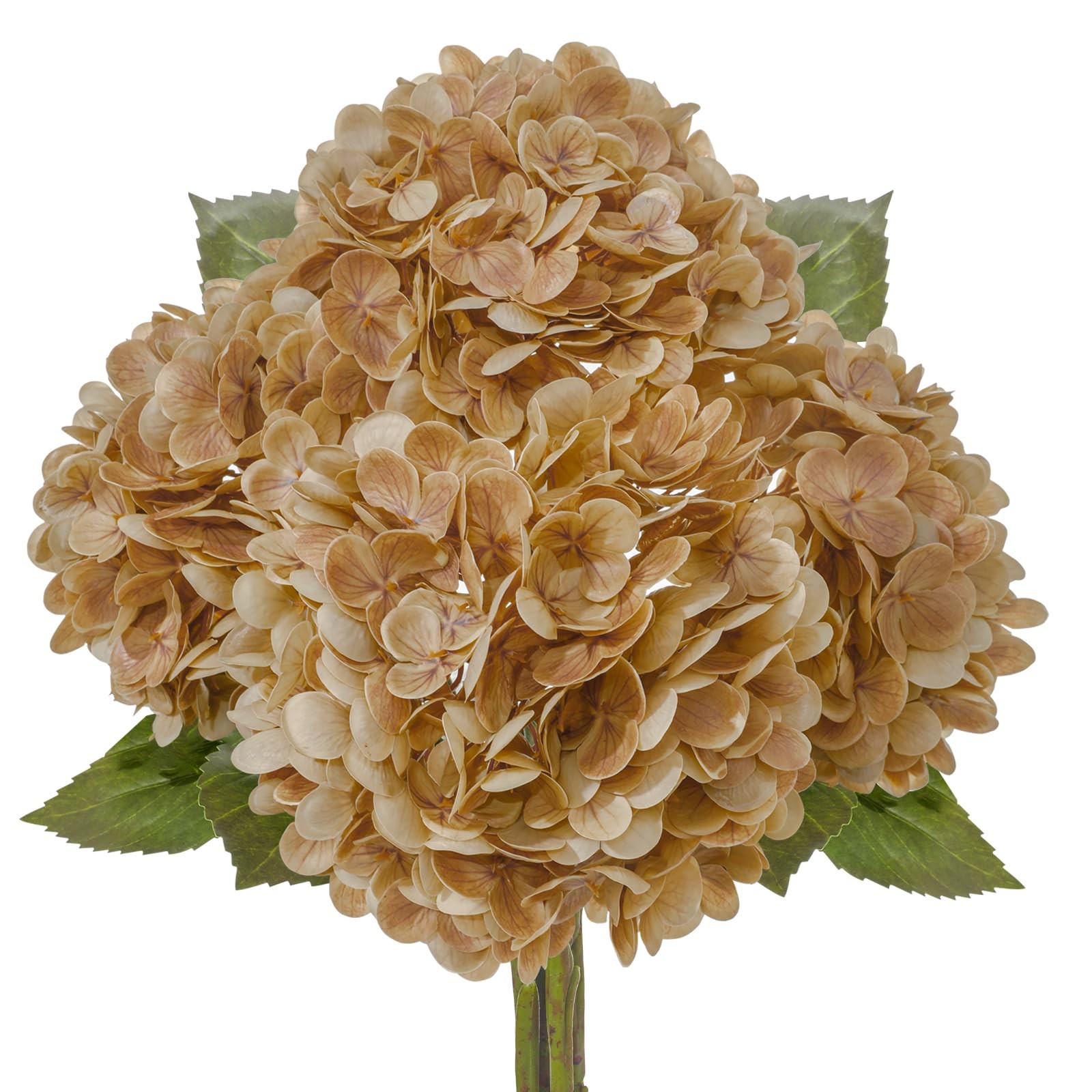 4 Pcs Artificial Hydrangea Silk Flowers with Stems, 19.7″ Coffee Faux Hydrang…