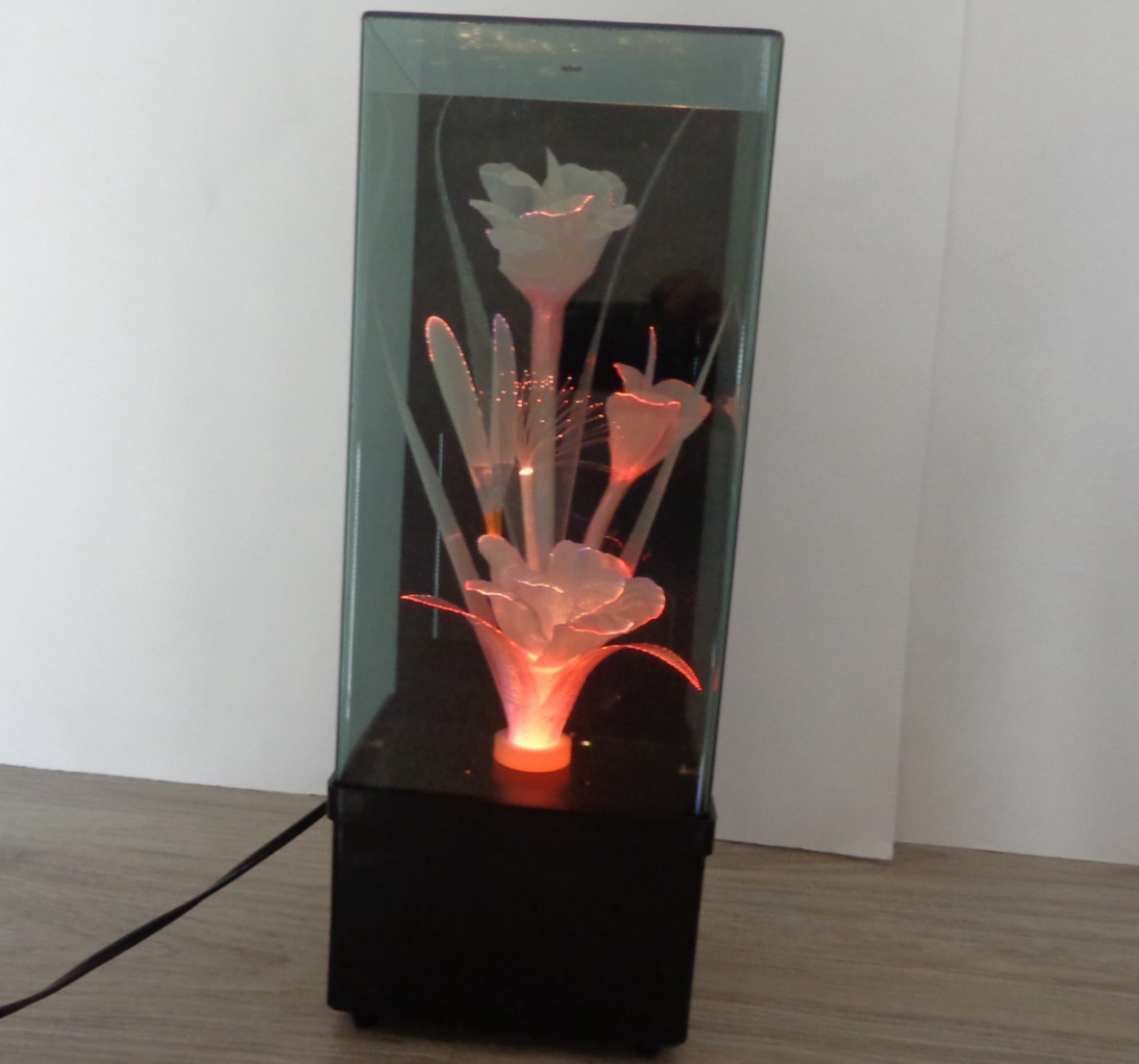 Fiber Optic Musical Encased Flower Box Color Changing 80s 90s VTG Retro Decor