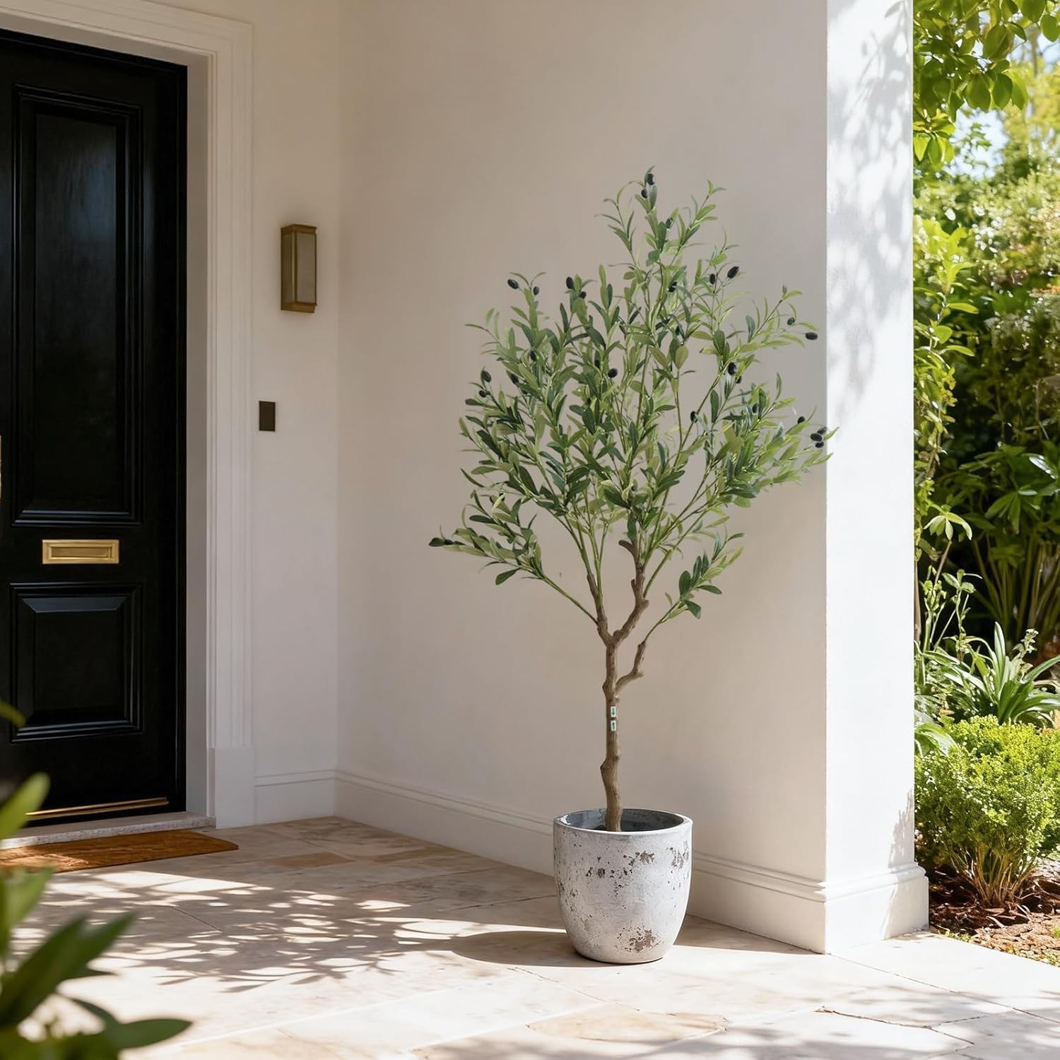 Artificial Olive Tree 5/6/7FT Tall Fake Plants with White Pot for Home Office
