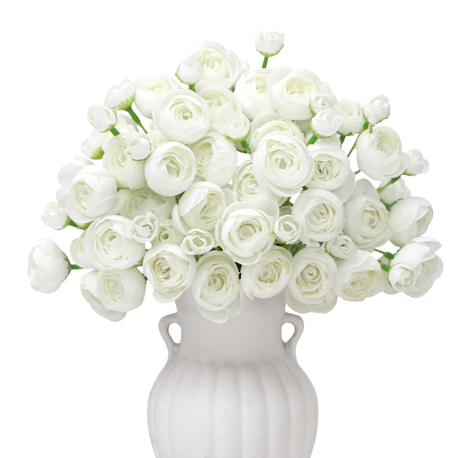 Ranunculus Artificial Flower18 Pcs White Faux Silk Mini Peony Flowers Fake Pe…