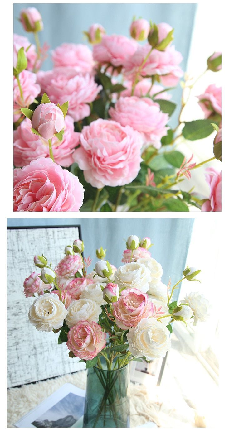 3 Head Artificial Rose Synthetic Flower For Valentine Wedding Bouquet Decor NEW