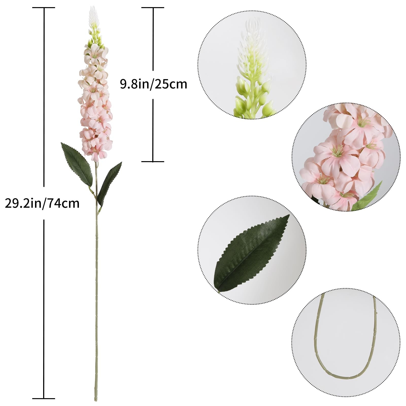8PCS Snapdragon Artificial Flowers Pink Delphinium Artificial Silk Flowers Lo…
