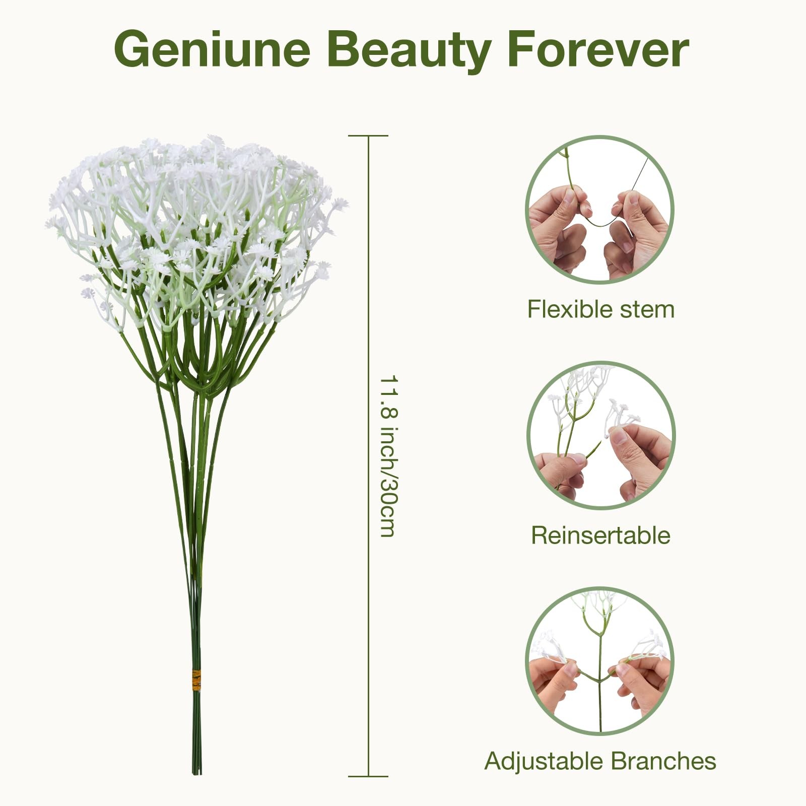 QUTCIIV Artificial Baby’s Breath Flowers 200 Pcs White
