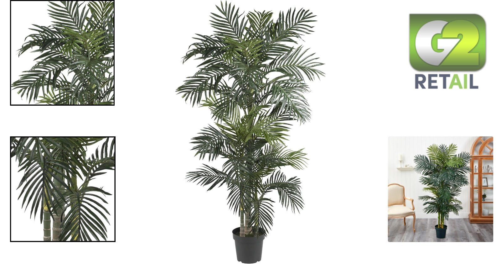Ready-to-Display 6.5ft Silk Palm Tree in Classic Black Planter – Indoor Use