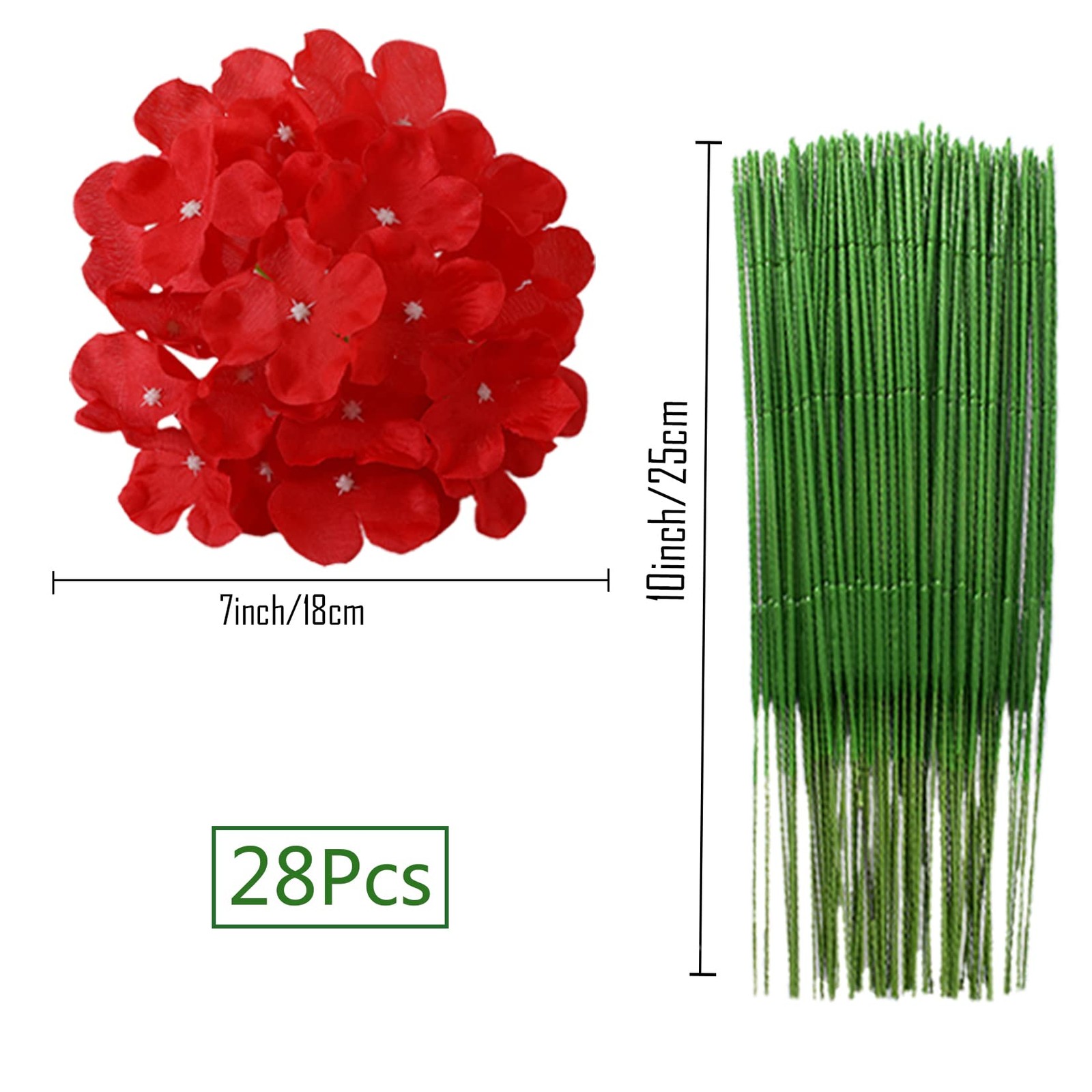 28 Pcs Silk Hydrangea Flowers Artificial Flowers 7 inch Hydrangea Head with s…